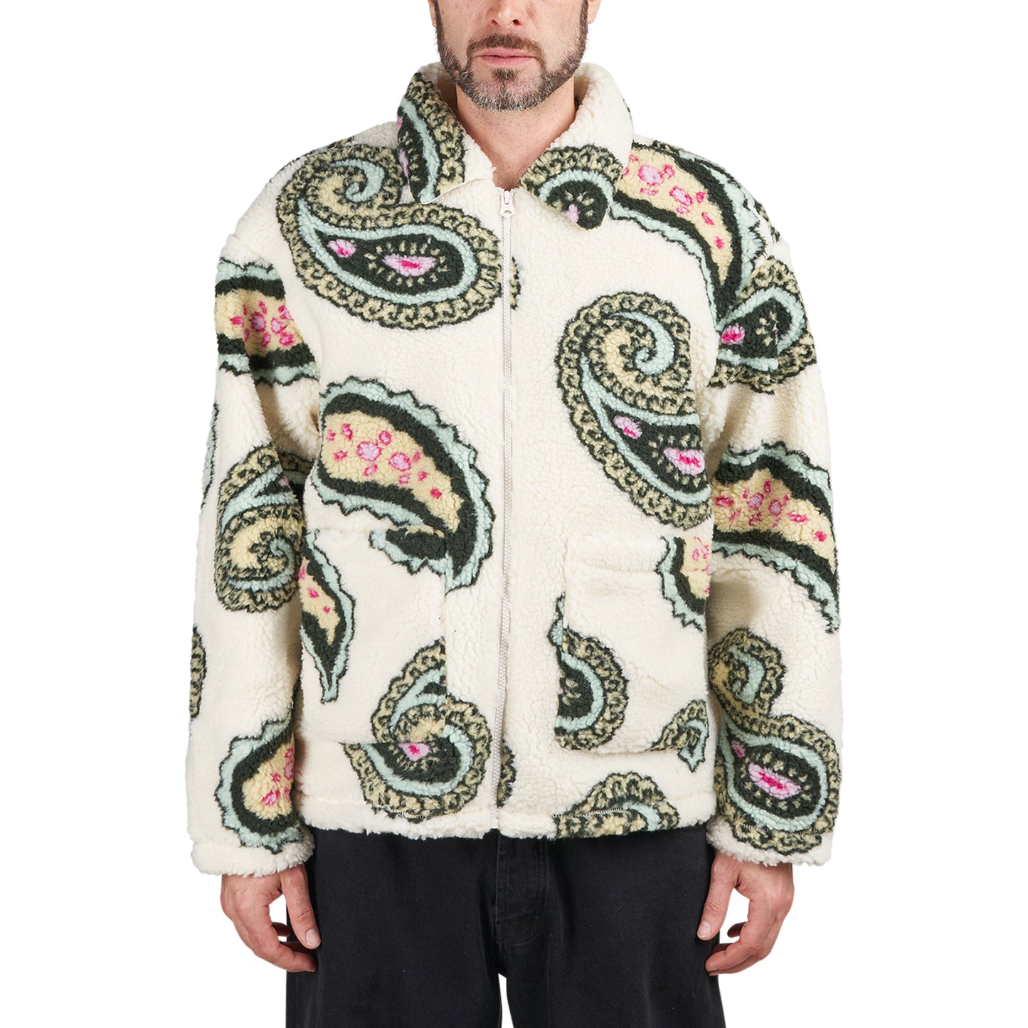 Obey Paisley Sherpa Jacket (Beige / Multi) - Allike Store