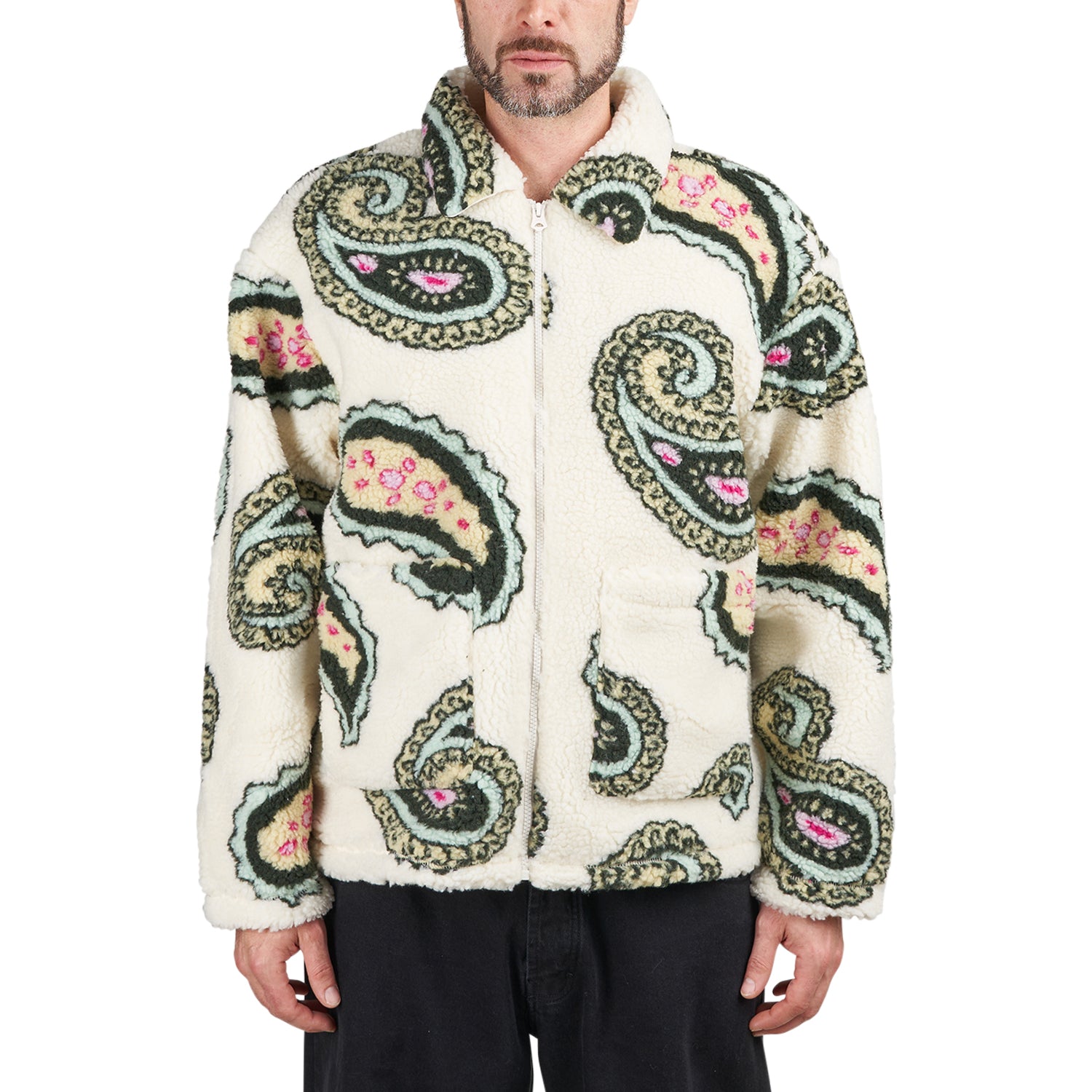 Obey Paisley Sherpa Jacket (Beige / Multi)  - Allike Store