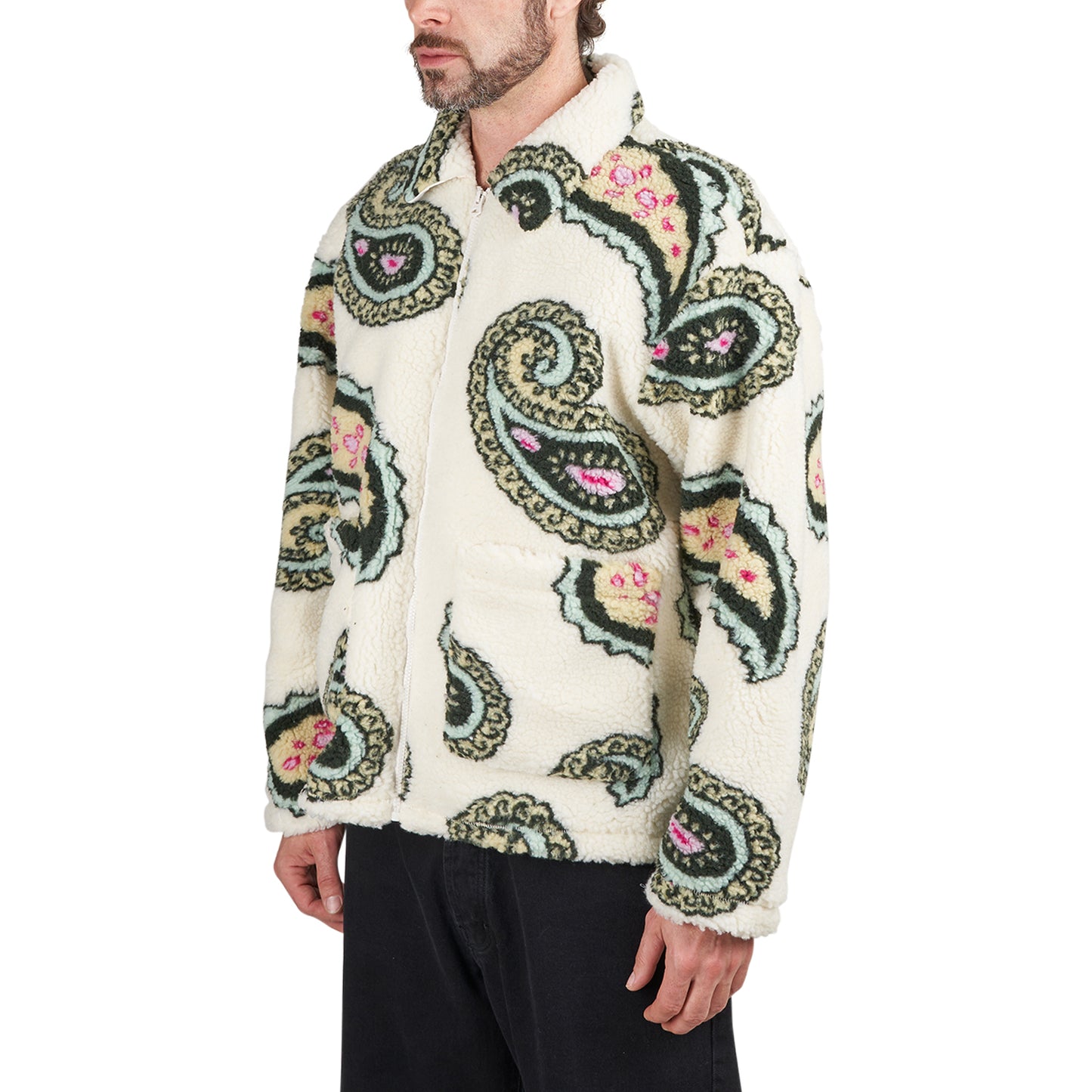 Obey Paisley Sherpa Jacket (Beige / Multi) - Allike Store
