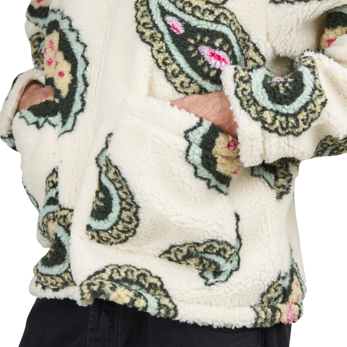 Obey Paisley Sherpa Jacket (Beige / Multi) - Allike Store