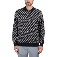 Obey Windmere Jaquard LS Polo (Black / White)