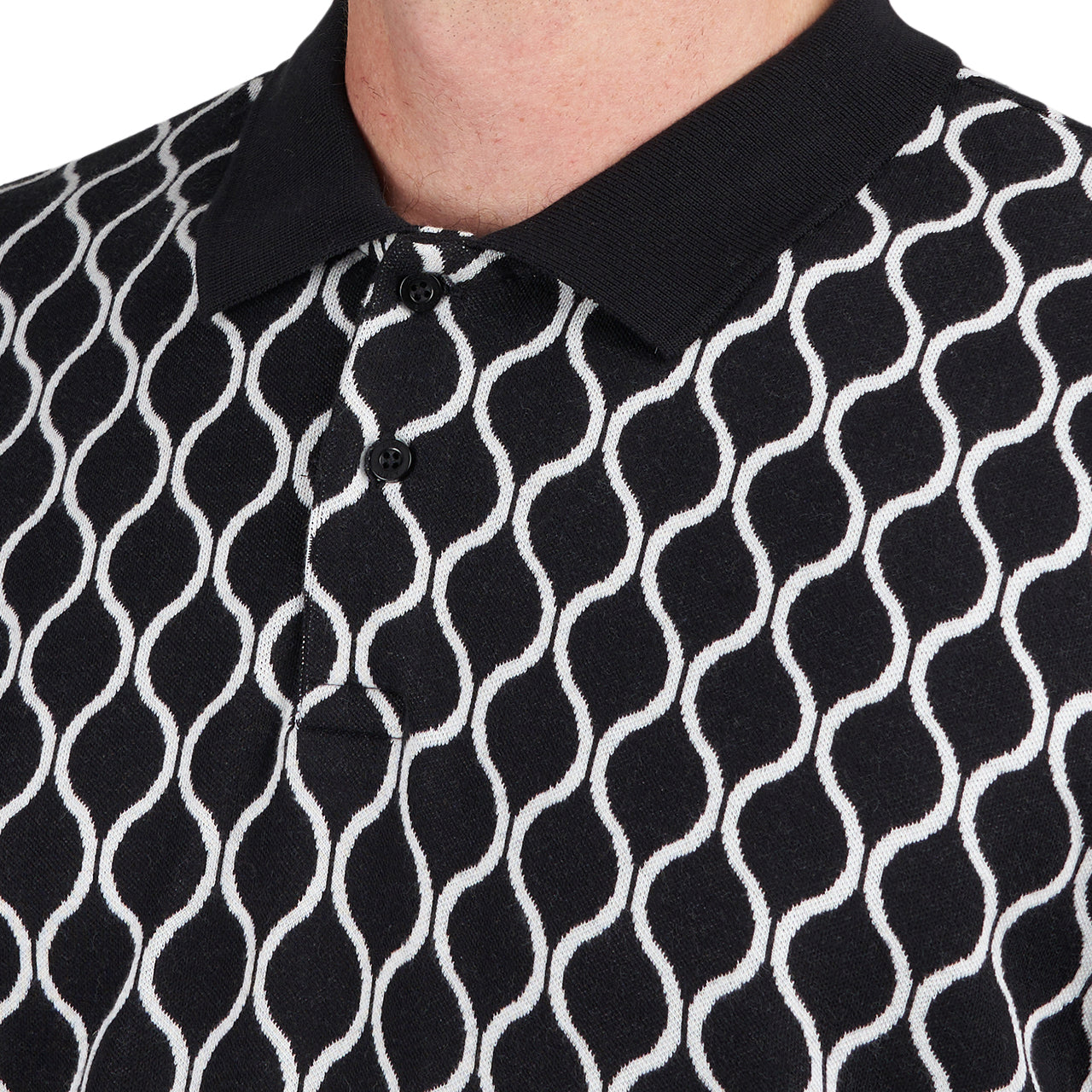Obey Windmere Jaquard LS Polo (Schwarz / Weiß) - Allike Store