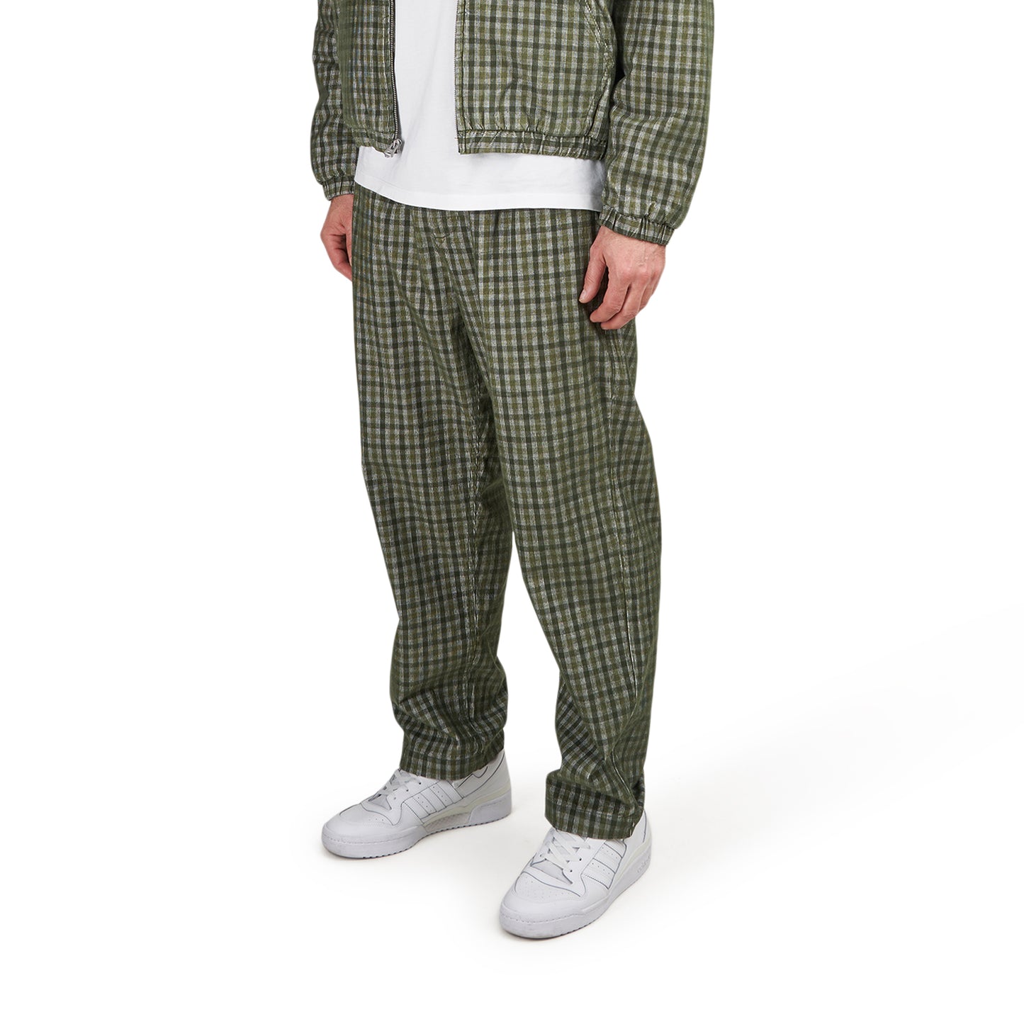 Obey Fubar Pleated Plaid Cord Pant (Grün / Grau) - Allike Store