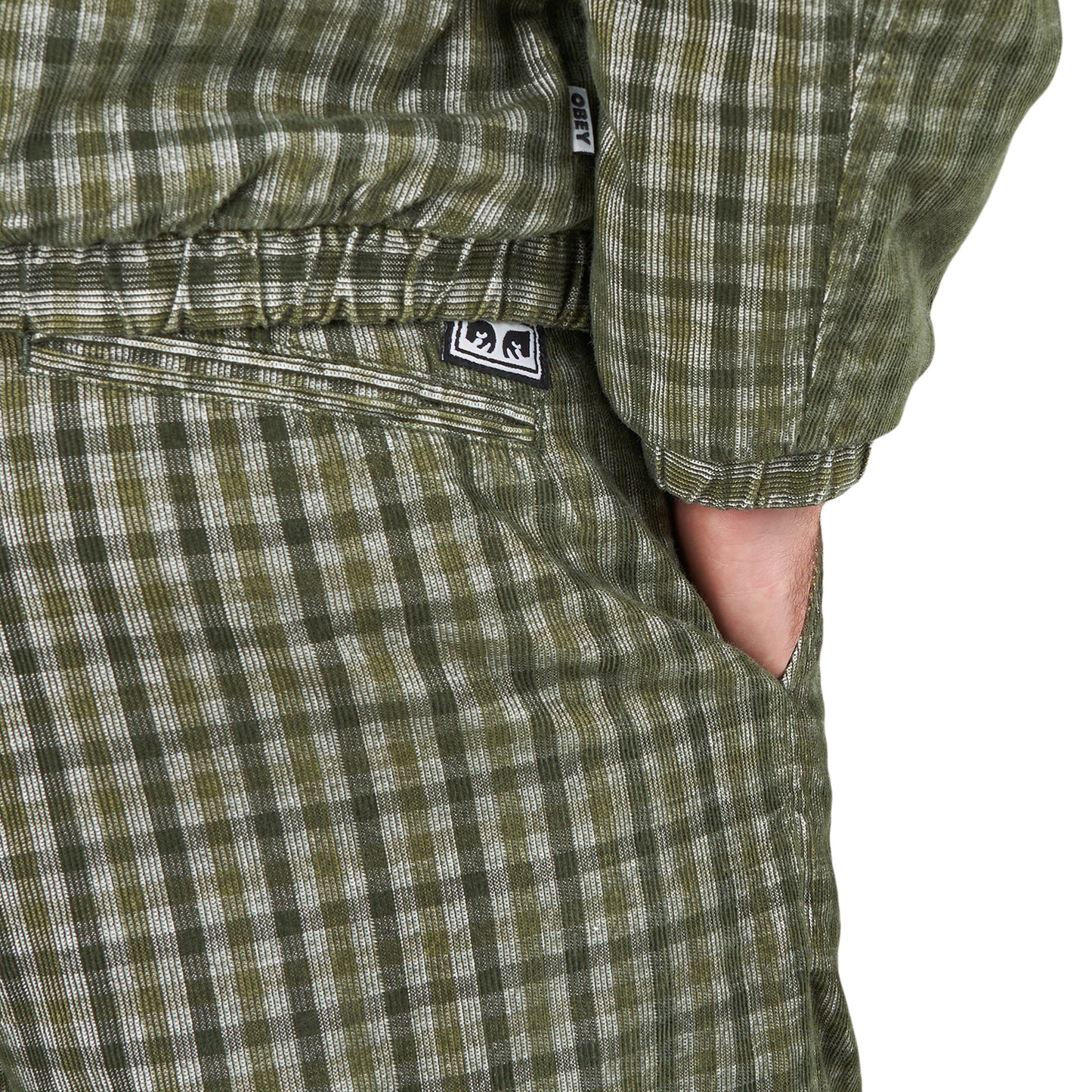 Obey Fubar Pleated Plaid Cord Pant (Grün / Grau) - Allike Store