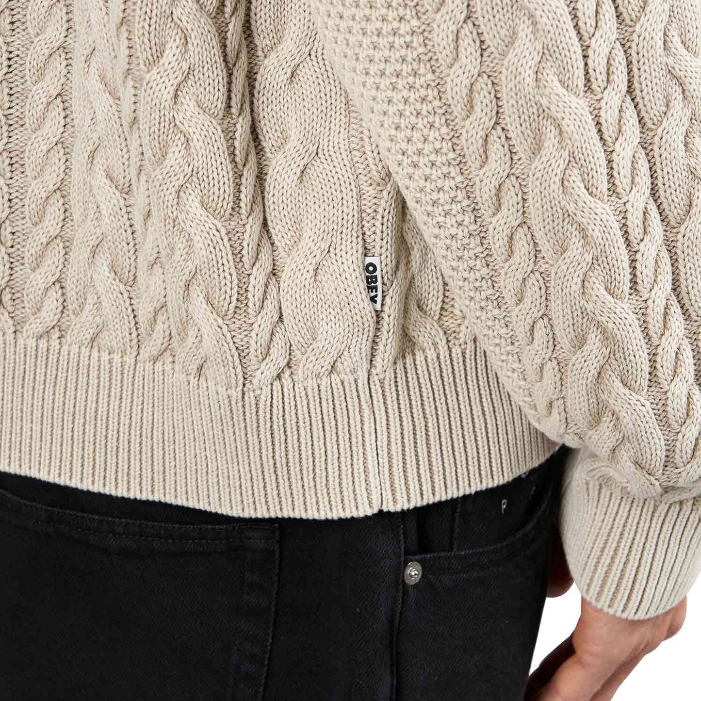 Obey Faded Wash Sweater (Beige) - Allike Store