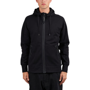 C.P. Company Diagonal Raised Fleece Goggle Zipped Hooded Sweatshirt (Schwarz) - Allike Store