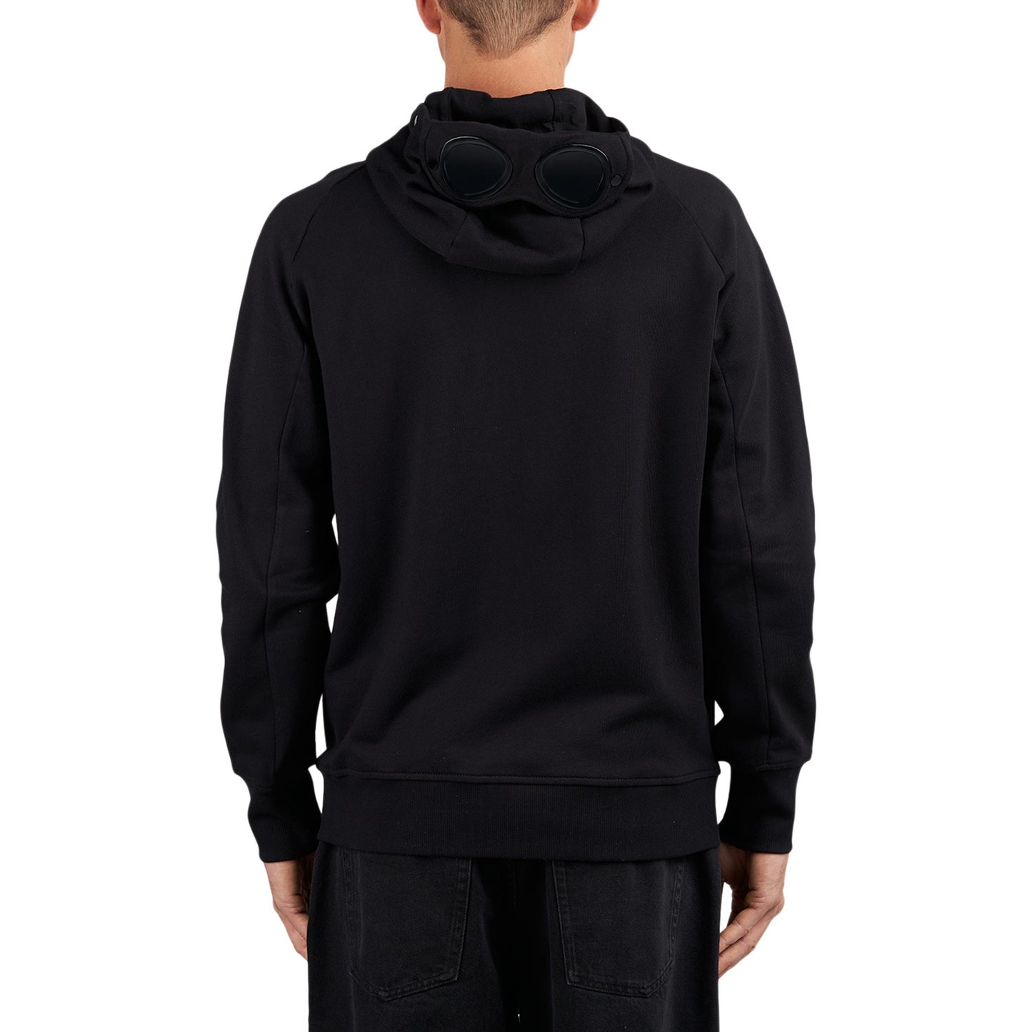 C.P. Company Diagonal Raised Fleece Goggle Zipped Hooded Sweatshirt (Schwarz) - Allike Store