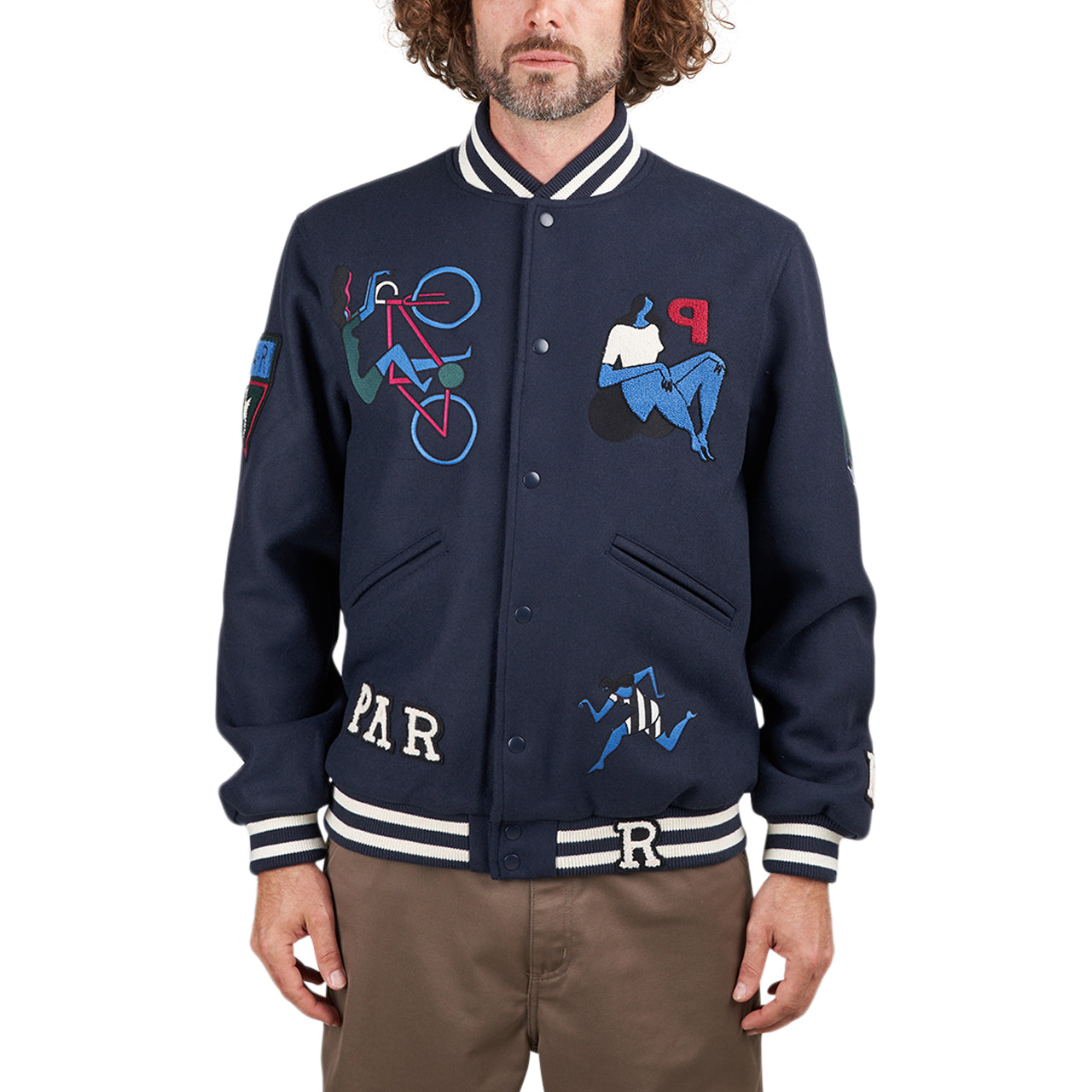 by Parra Run Sit & Bike Varsity Jacket (Navy) - Allike Store
