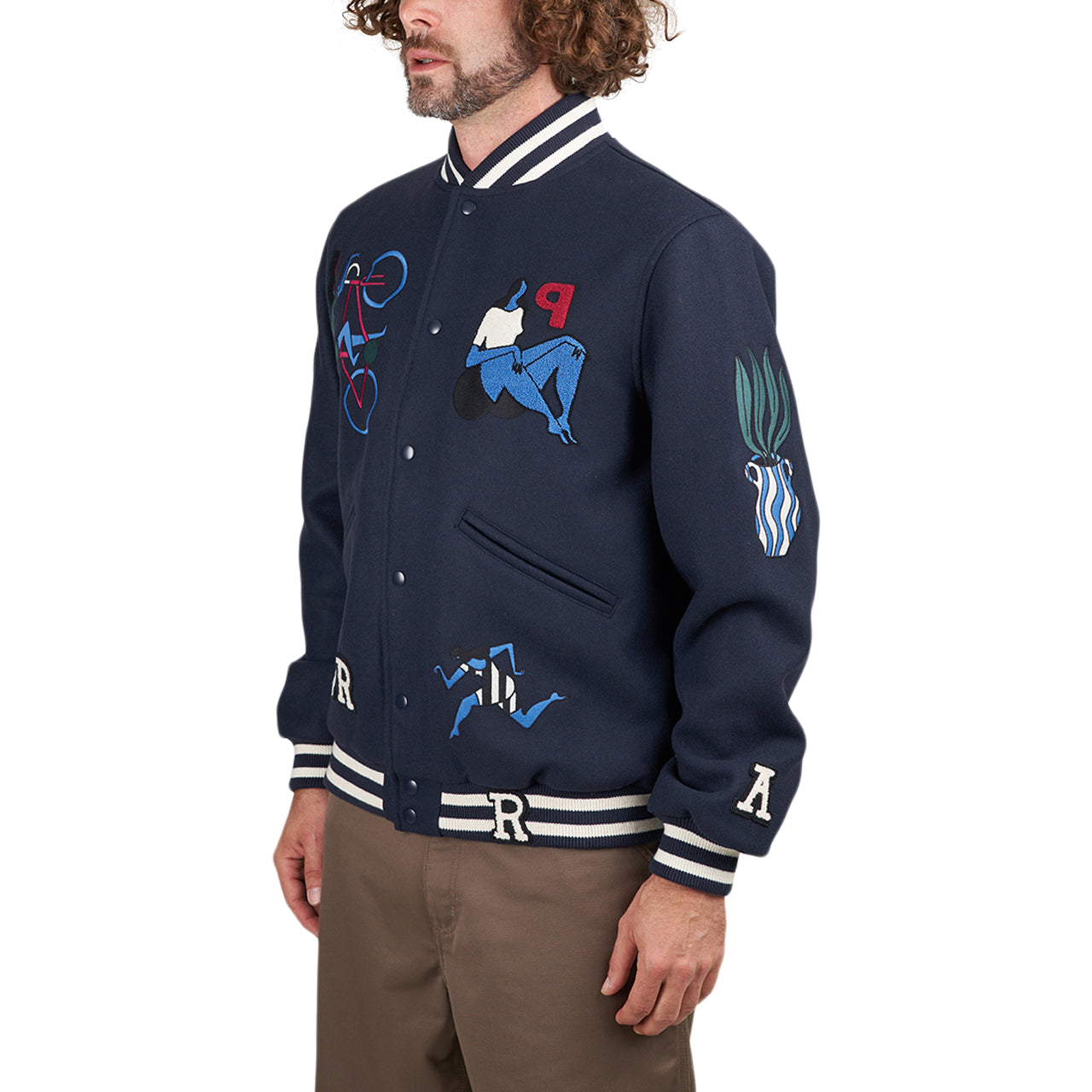 by Parra Run Sit & Bike Varsity Jacket (Navy)  - Allike Store