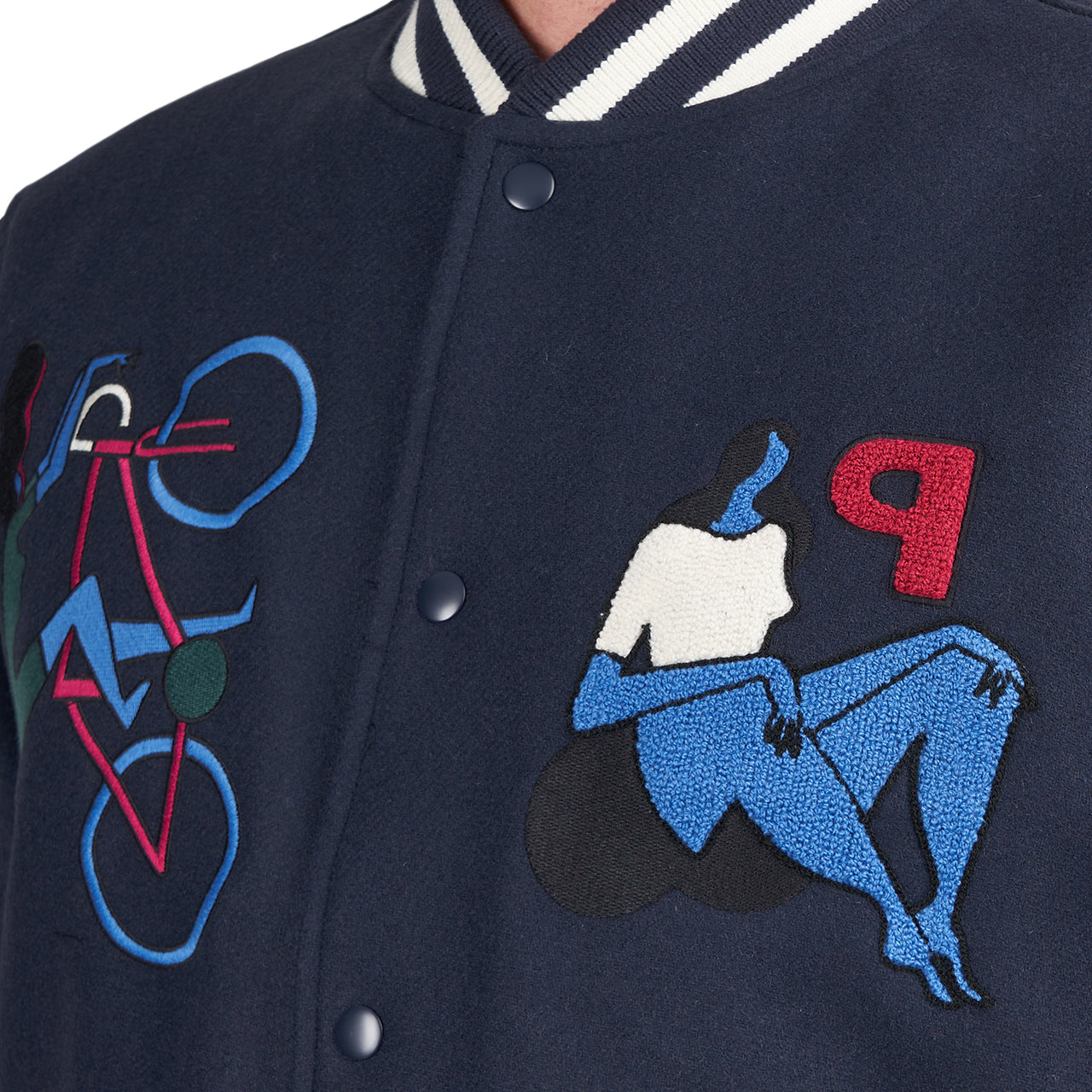 by Parra Run Sit & Bike Varsity Jacket (Navy)  - Allike Store