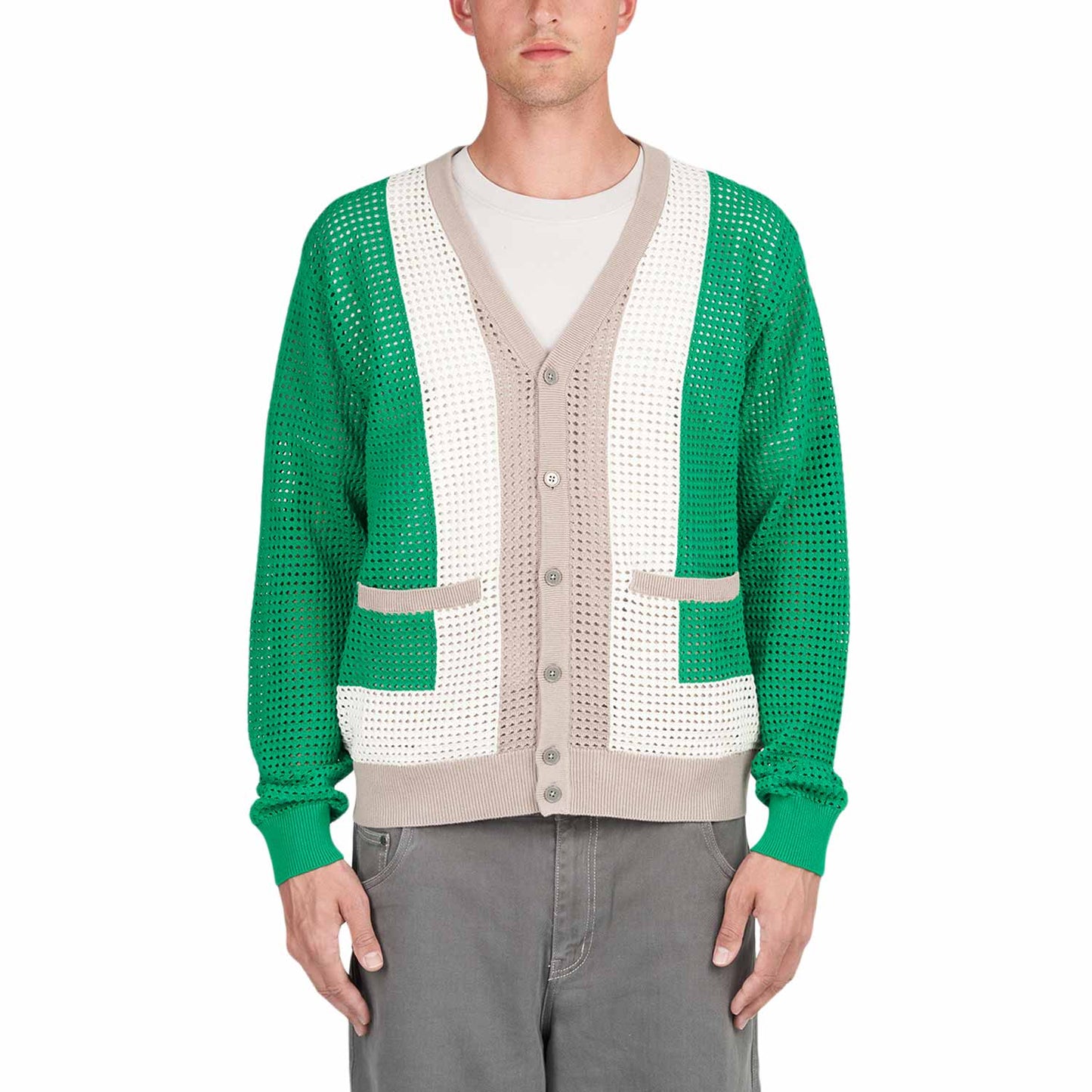 Obey Anderson 60’s Cardigan (Grün / Beige) - Allike Store