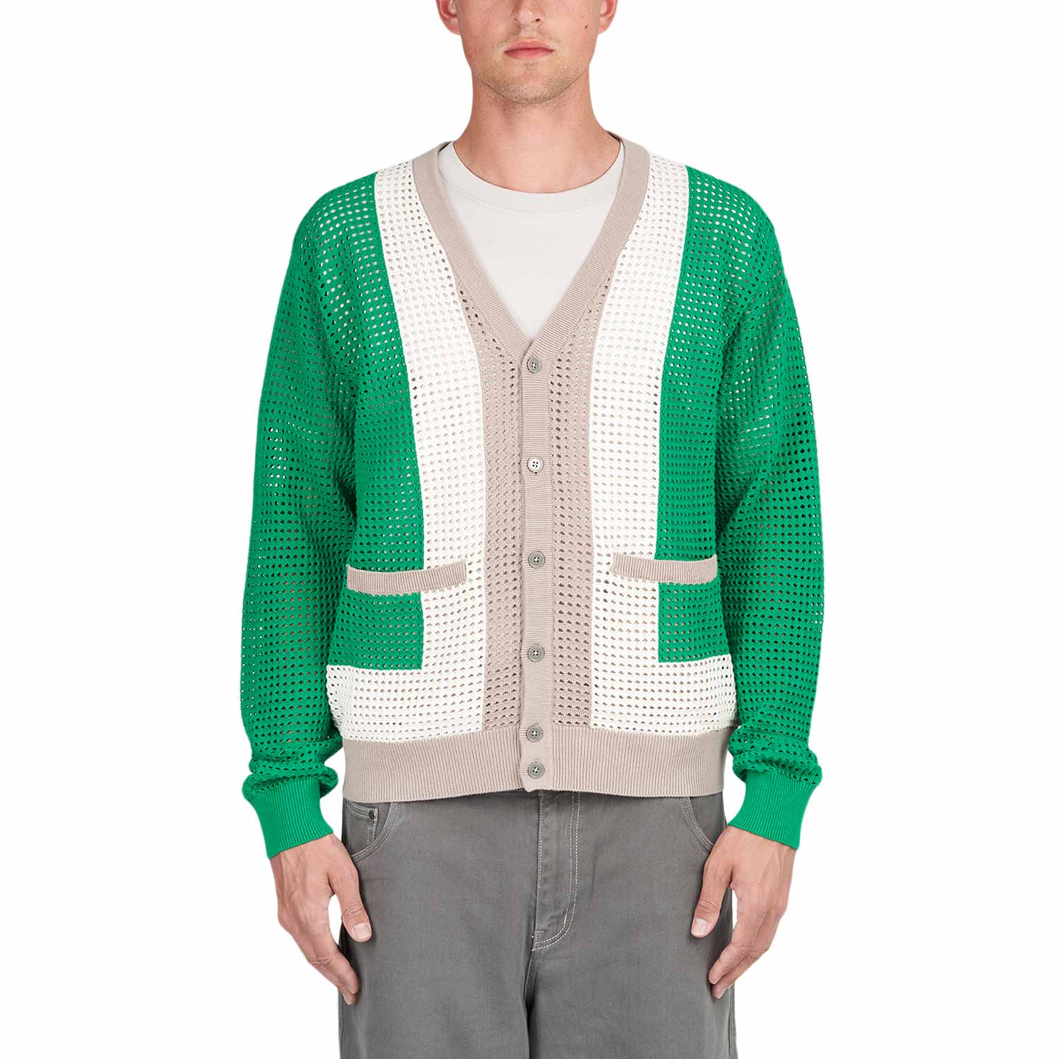 Obey Anderson 60’s Cardigan (Grün / Beige)  - Allike Store