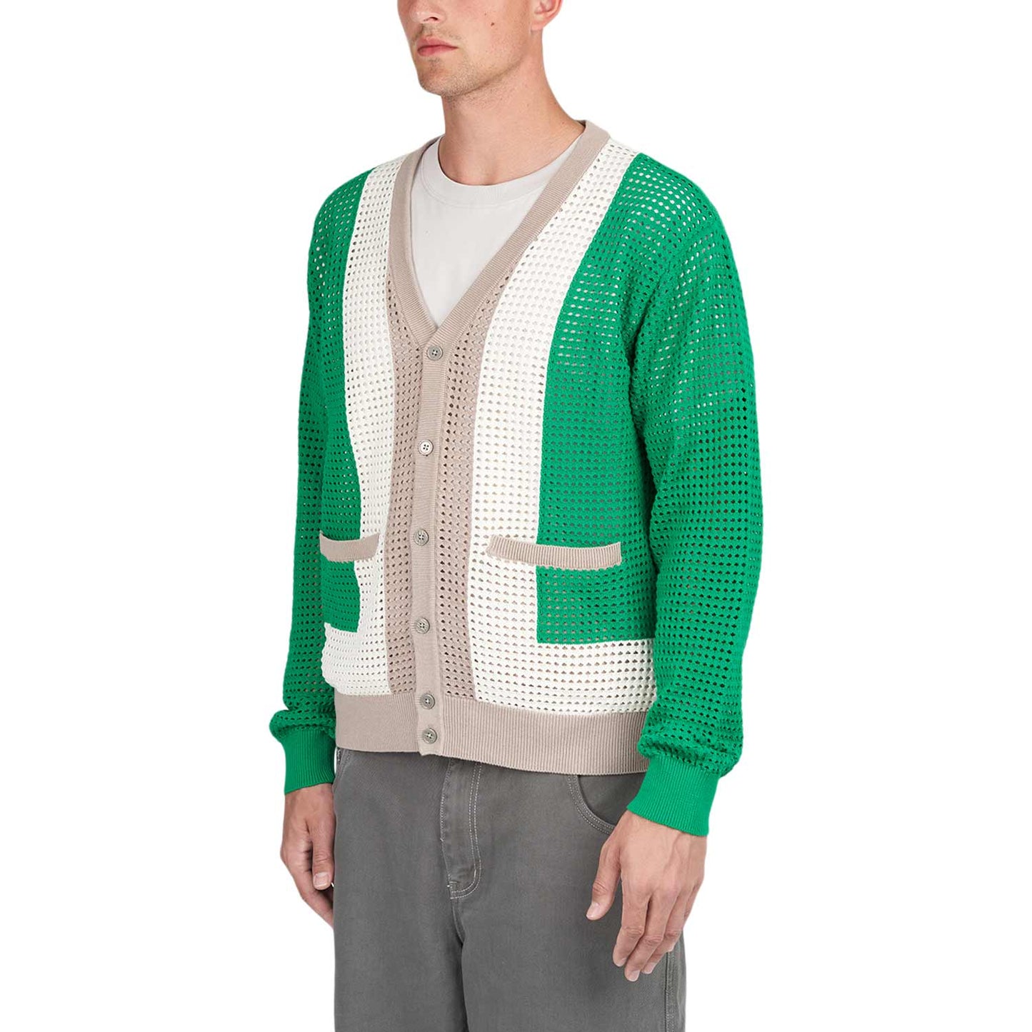 Obey Anderson 60’s Cardigan (Grün / Beige) - Allike Store