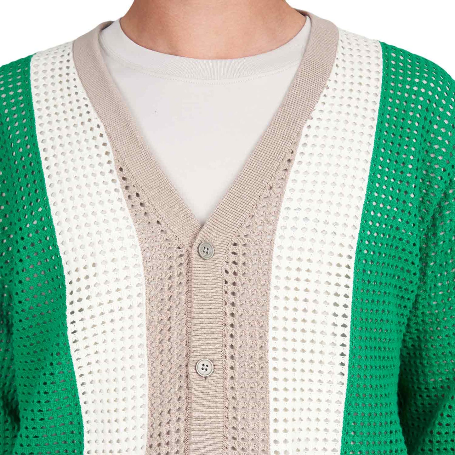 Obey Anderson 60’s Cardigan (Grün / Beige) - Allike Store