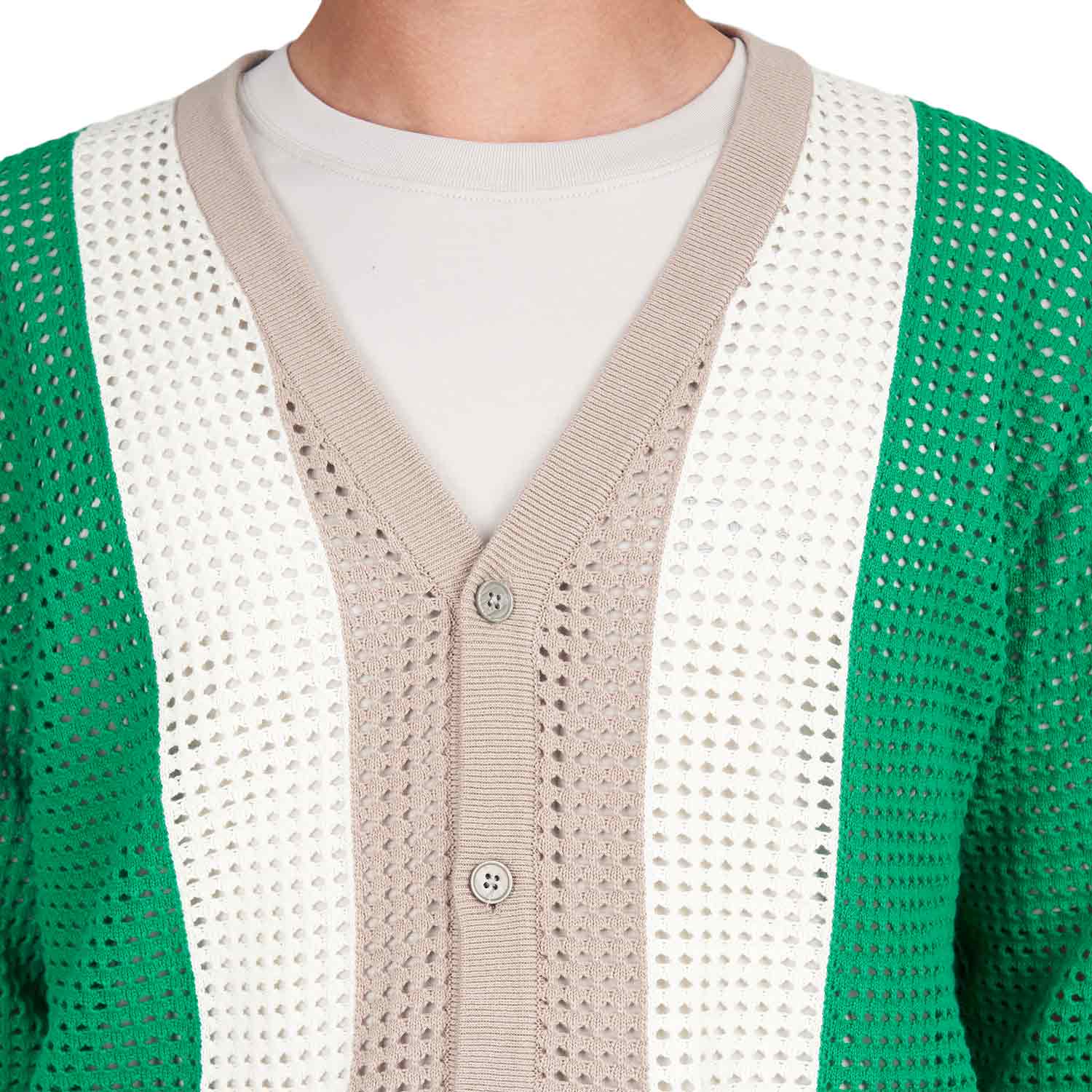 Obey Anderson 60’s Cardigan (Grün / Beige)  - Allike Store