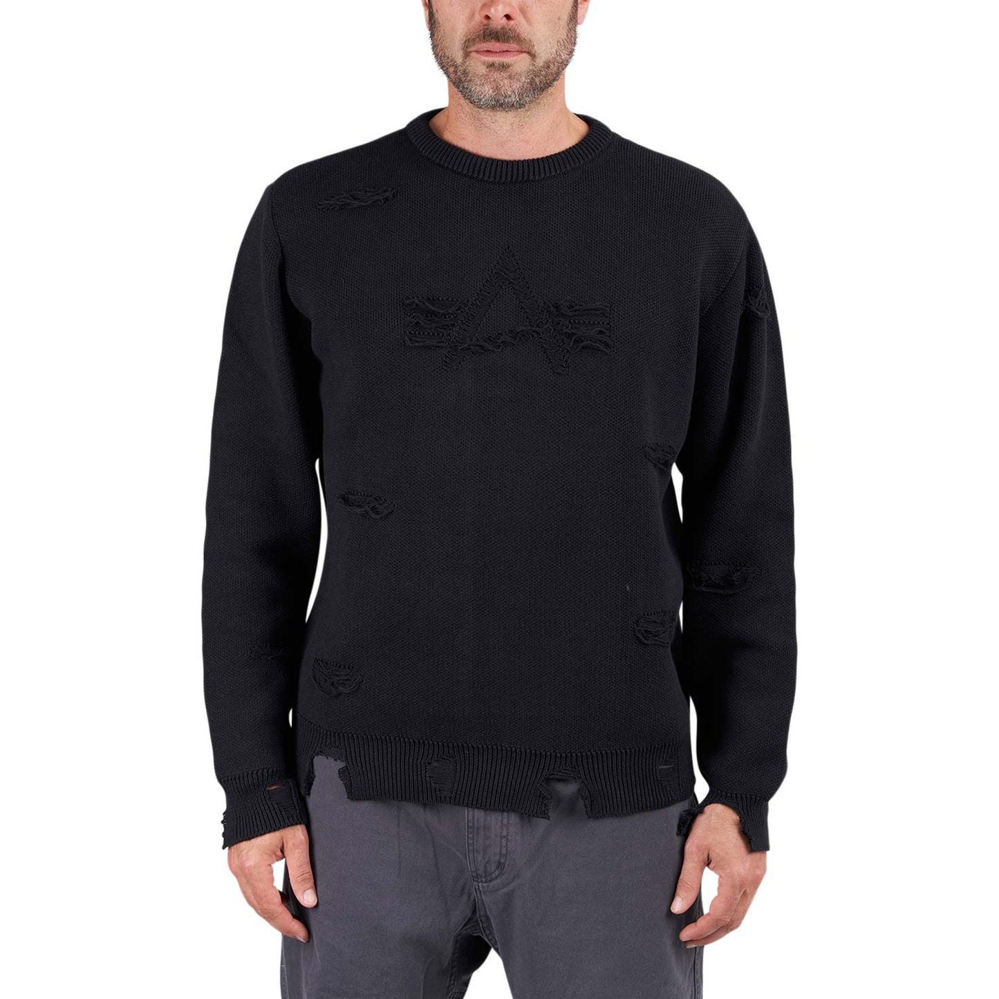 Alpha Industries Distressed Logo Pullover (Schwarz) - Allike Store