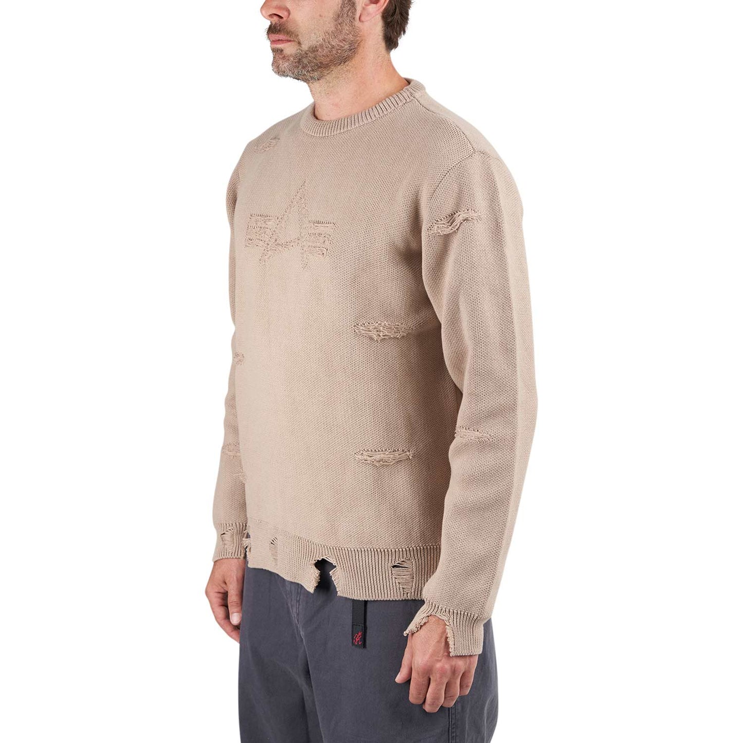 Alpha Industries Distressed Logo Pullover (Beige) - Allike Store