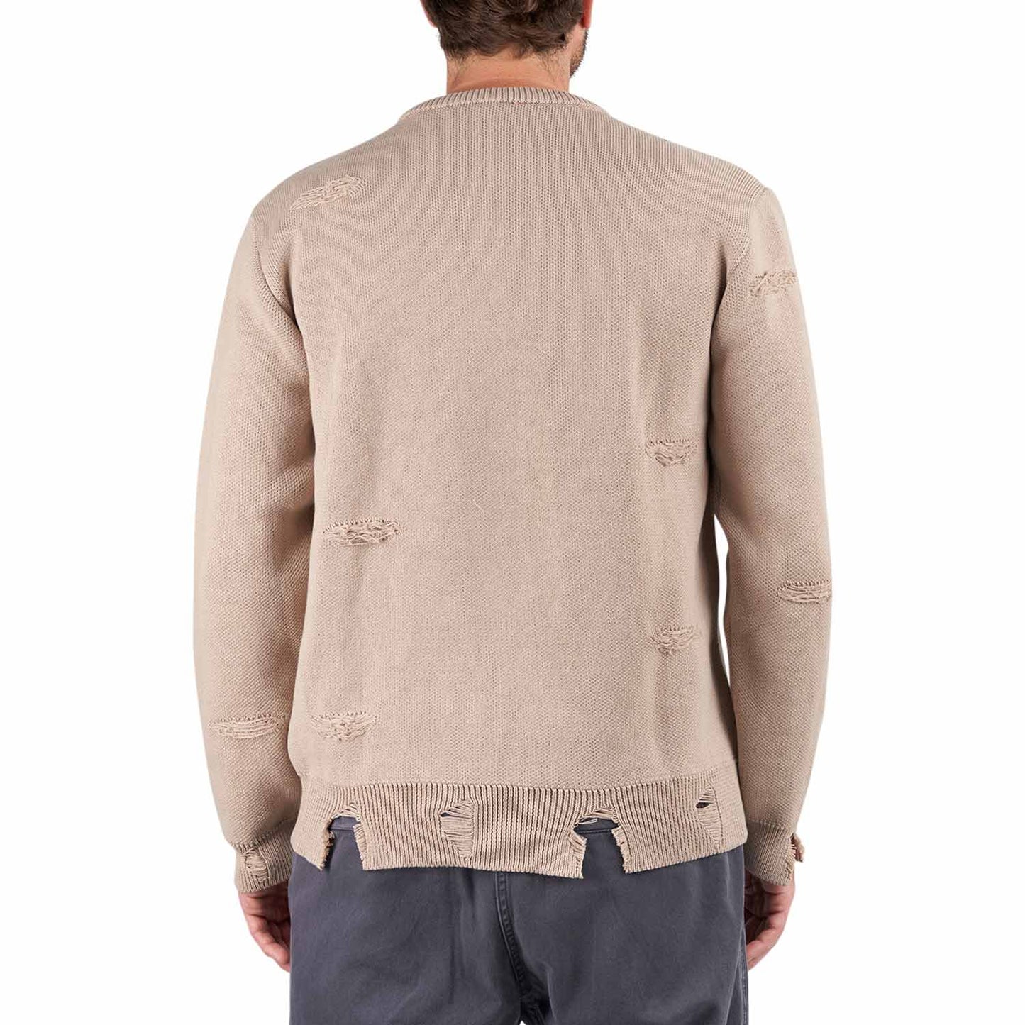 Alpha Industries Distressed Logo Pullover (Beige) - Allike Store