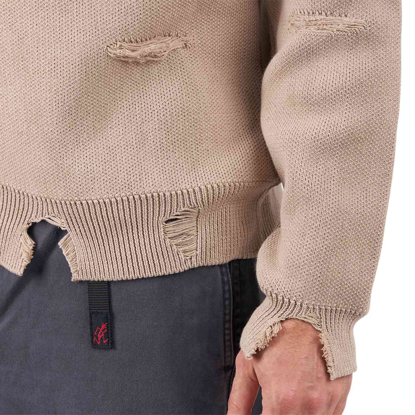 Alpha Industries Distressed Logo Pullover (Beige) - Allike Store