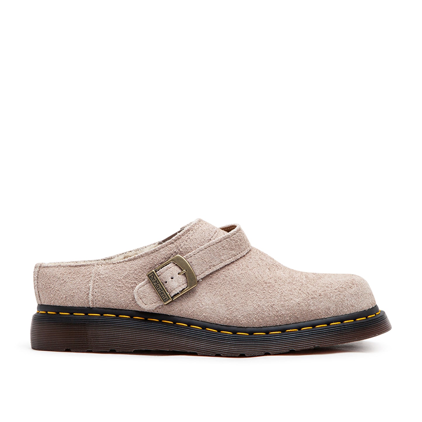 Dr. Martens Isham Faux Shearling Lined Suede Mules (Beige) - Allike Store