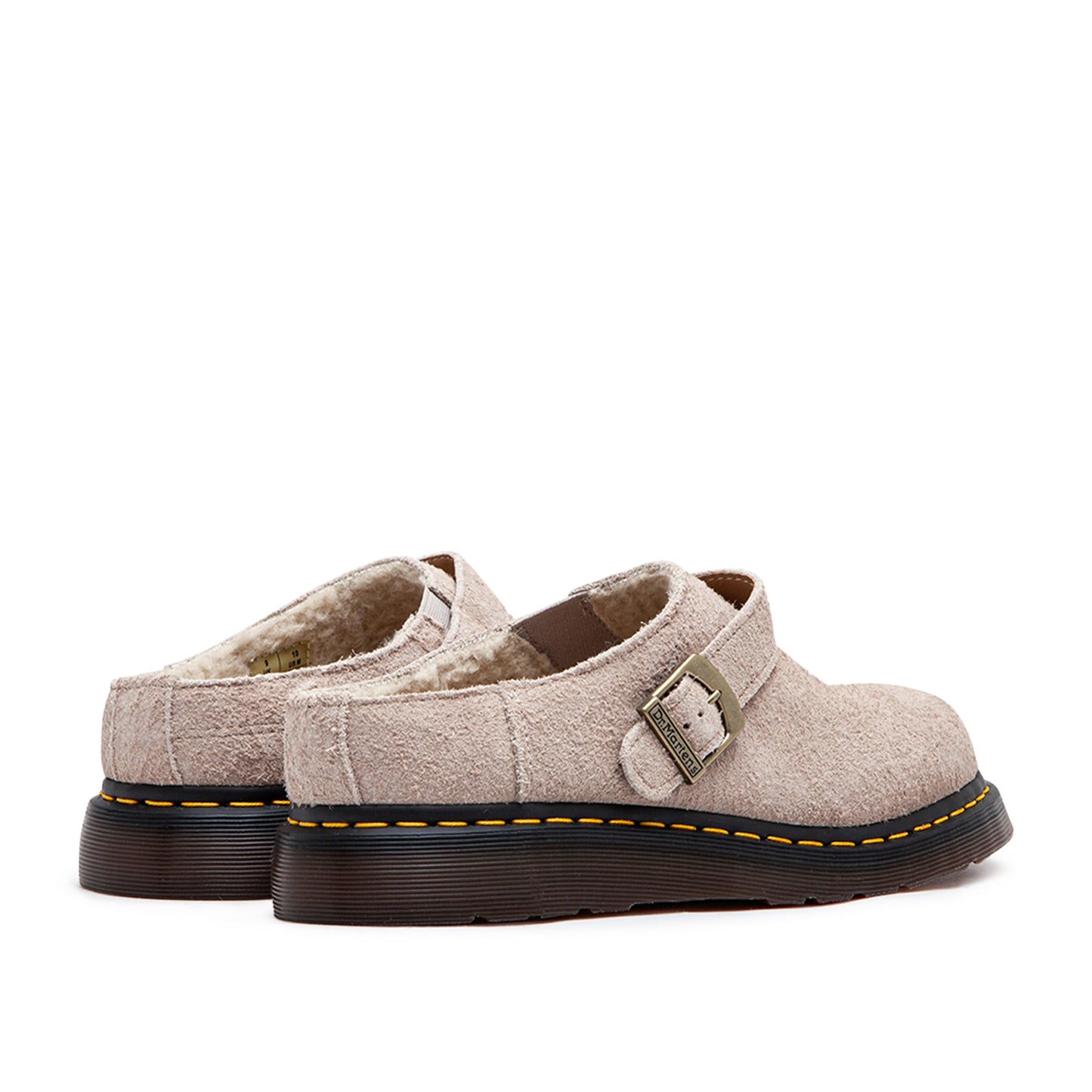 Dr. Martens Isham Faux Shearling Lined Suede Mules (Beige) - Allike Store