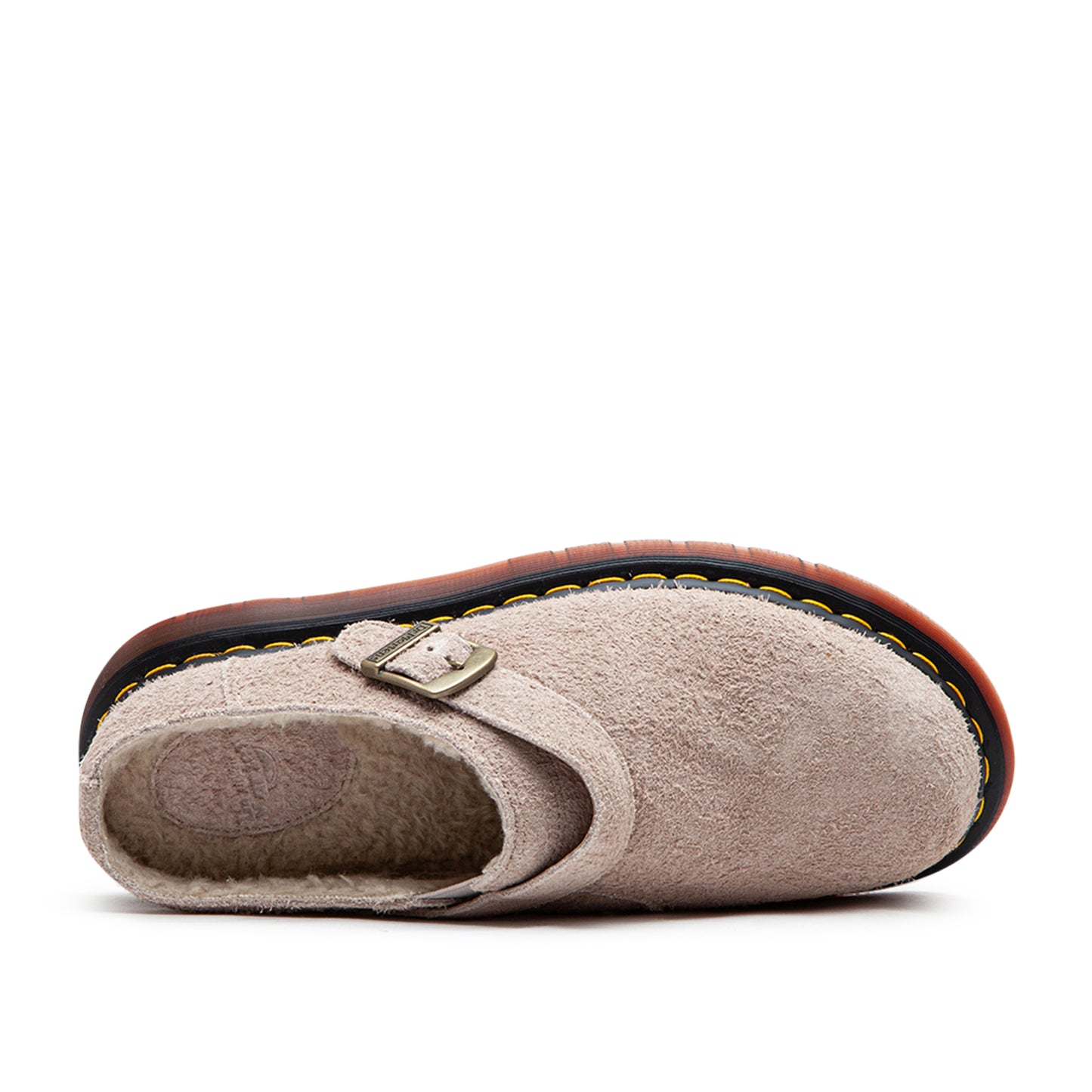Dr. Martens Isham Faux Shearling Lined Suede Mules (Beige) - Allike Store