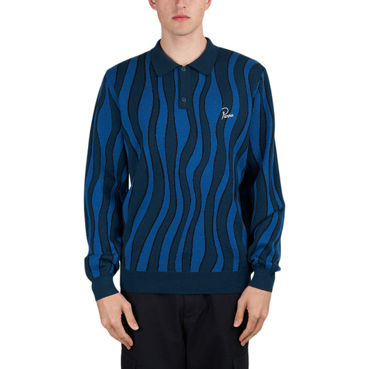 by Parra Aqua Weed Waves Knitted Polo Shirt (Multi)  - Allike Store