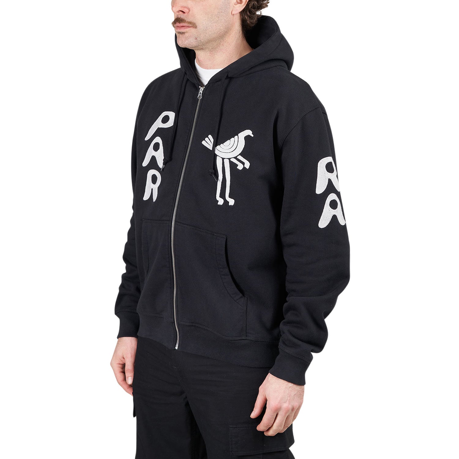 by Parra Zipped Pigeon Zip Hooded Sweatshirt (Schwarz)  - Allike Store