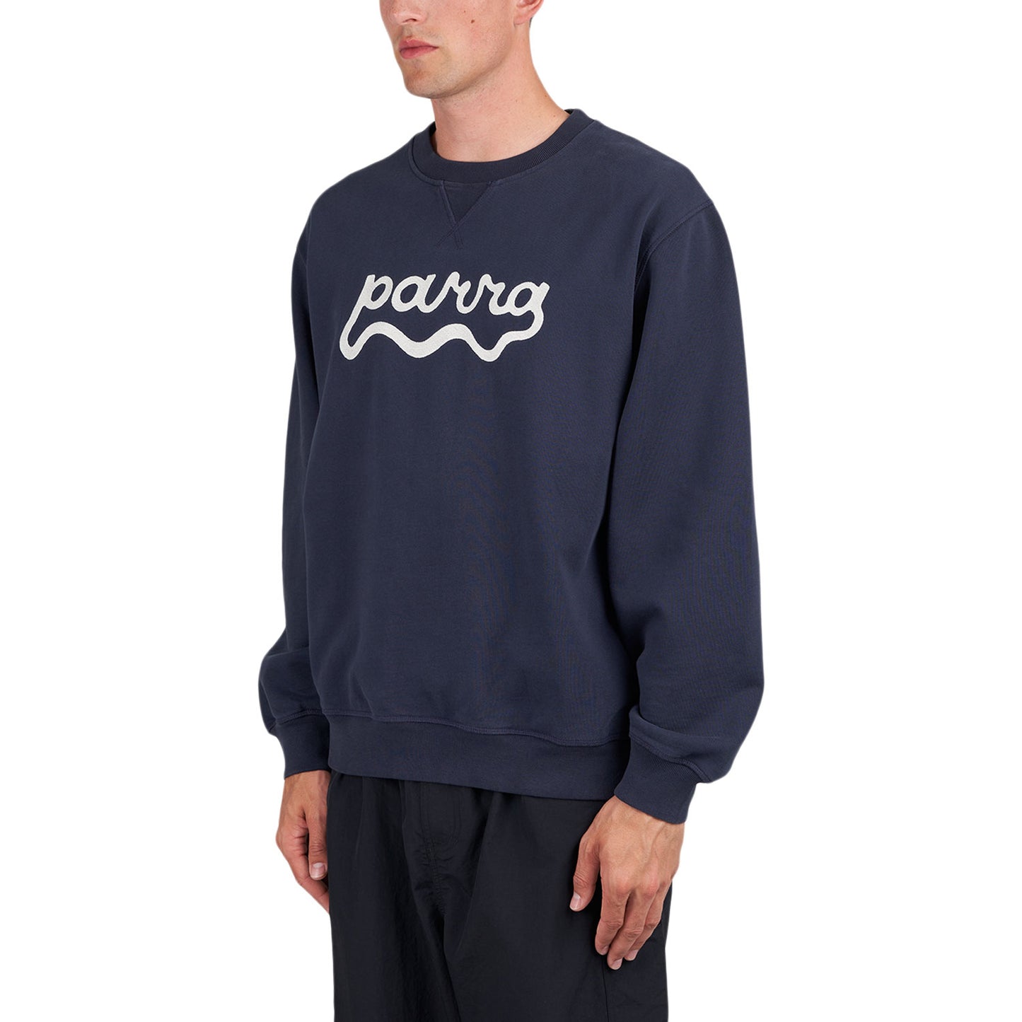 by Parra Water Wave Logo Crew Neck Sweatshirt (Navy) - Allike Store