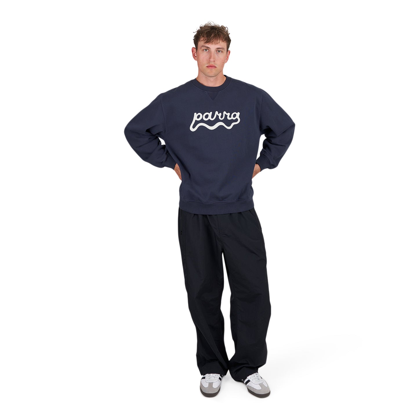 by Parra Water Wave Logo Crew Neck Sweatshirt (Navy) - Allike Store