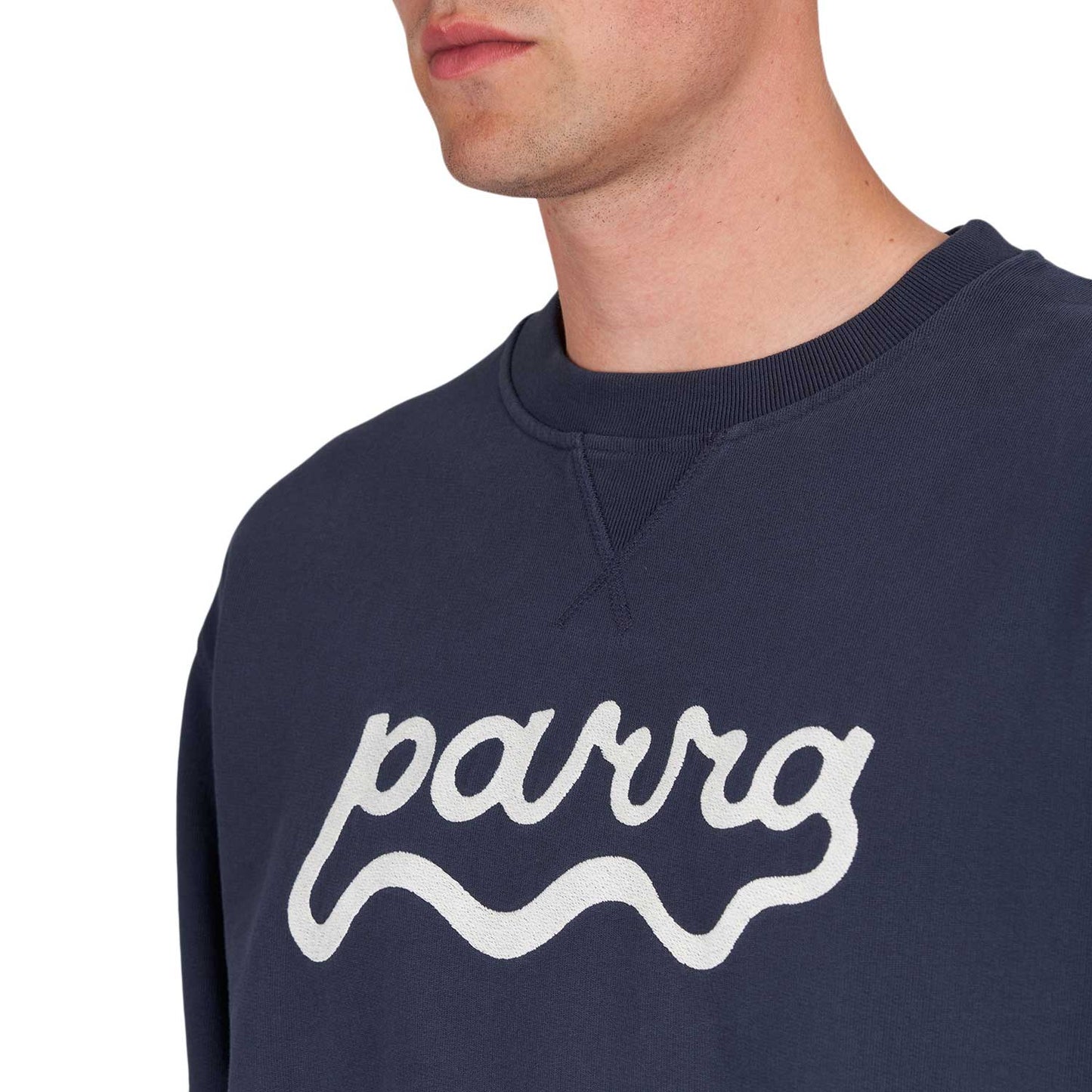 by Parra Water Wave Logo Crew Neck Sweatshirt (Navy) - Allike Store