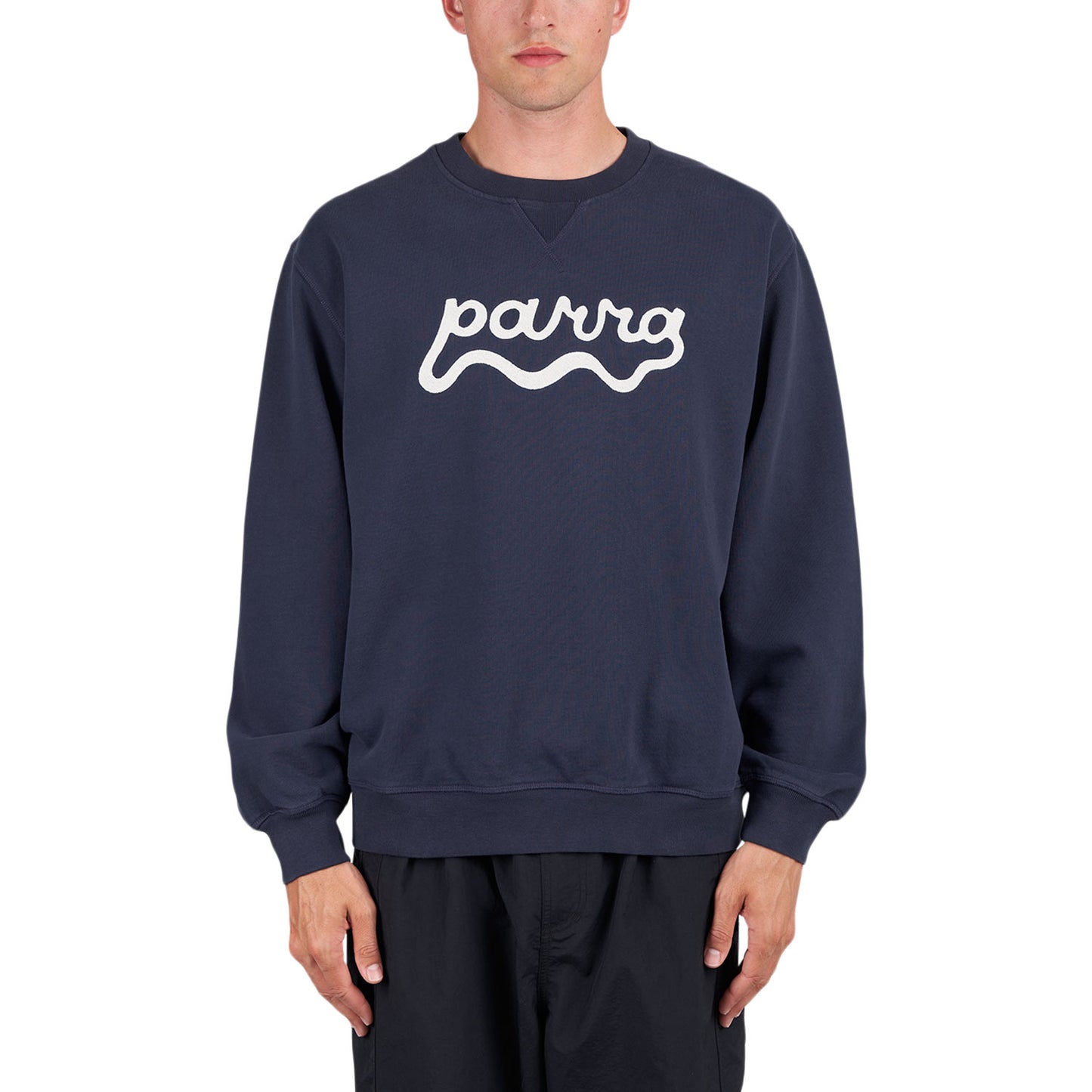 by Parra Water Wave Logo Crew Neck Sweatshirt (Navy) - Allike Store