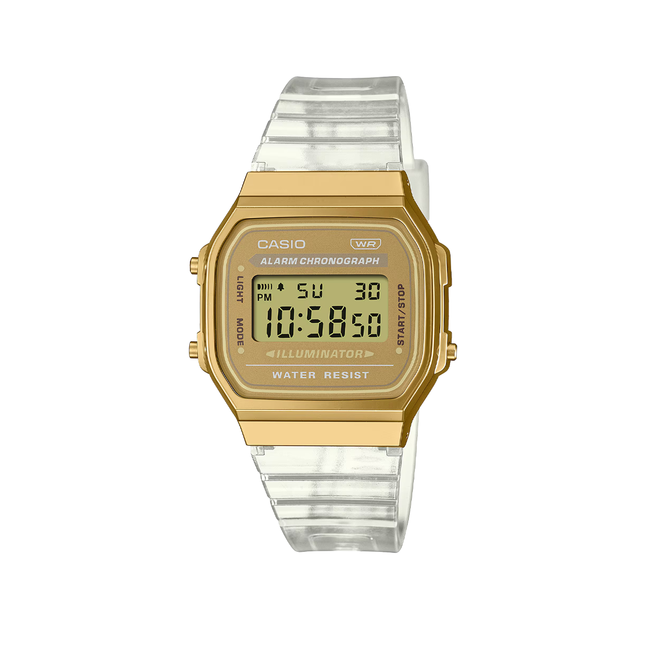Casio A168XESG-9A (Transparent / Gold) - Allike Store