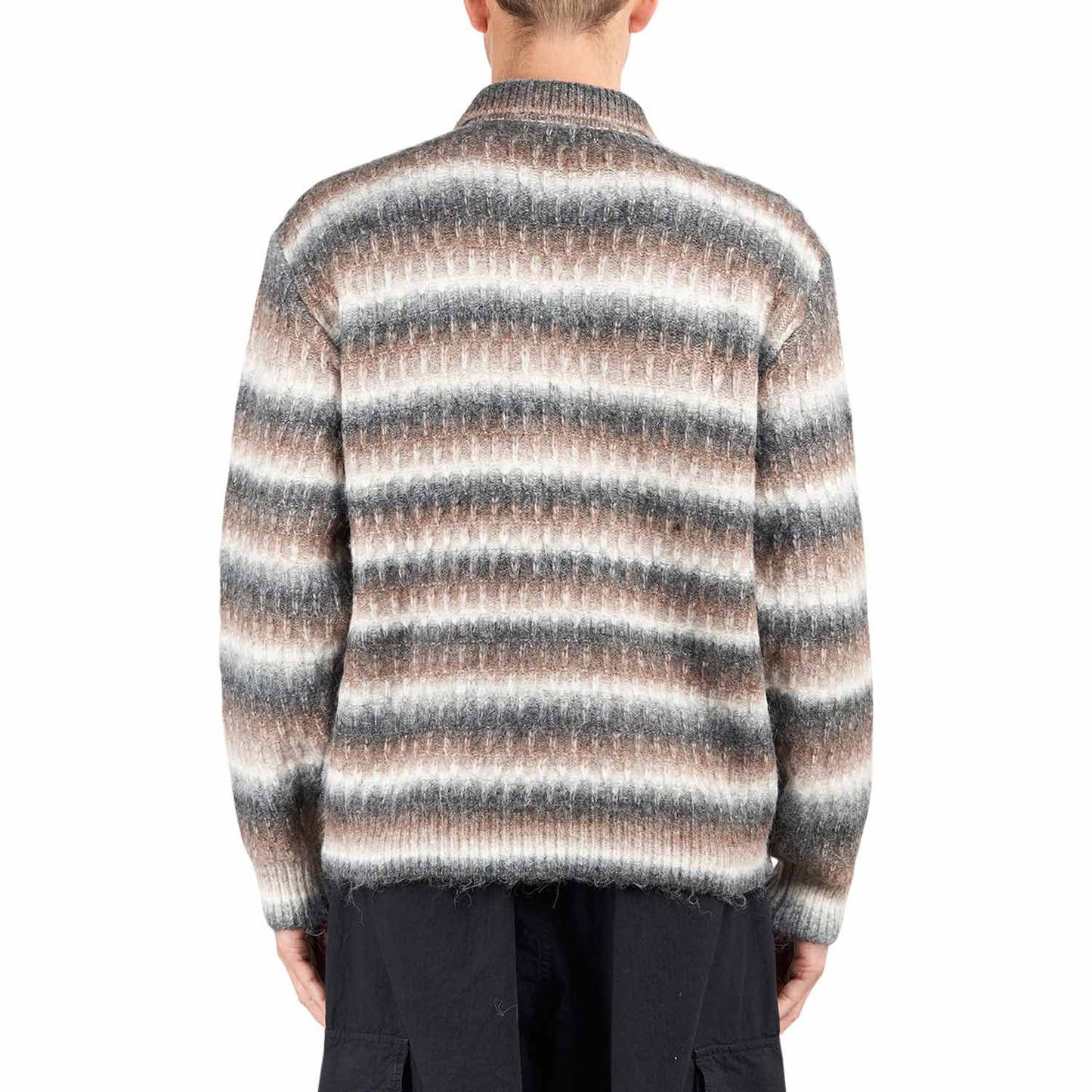 Obey Reggie Zip Up Cardigan Sweater (Braun / Beige) - Allike Store