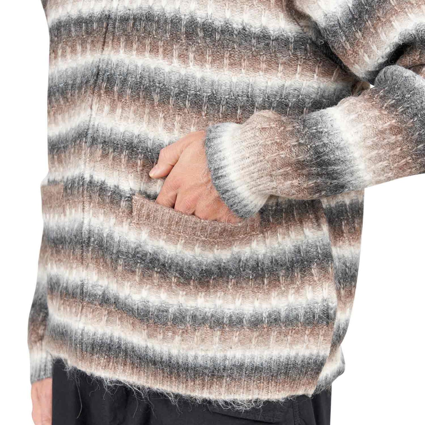 Obey Reggie Zip Up Cardigan Sweater (Braun / Beige) - Allike Store
