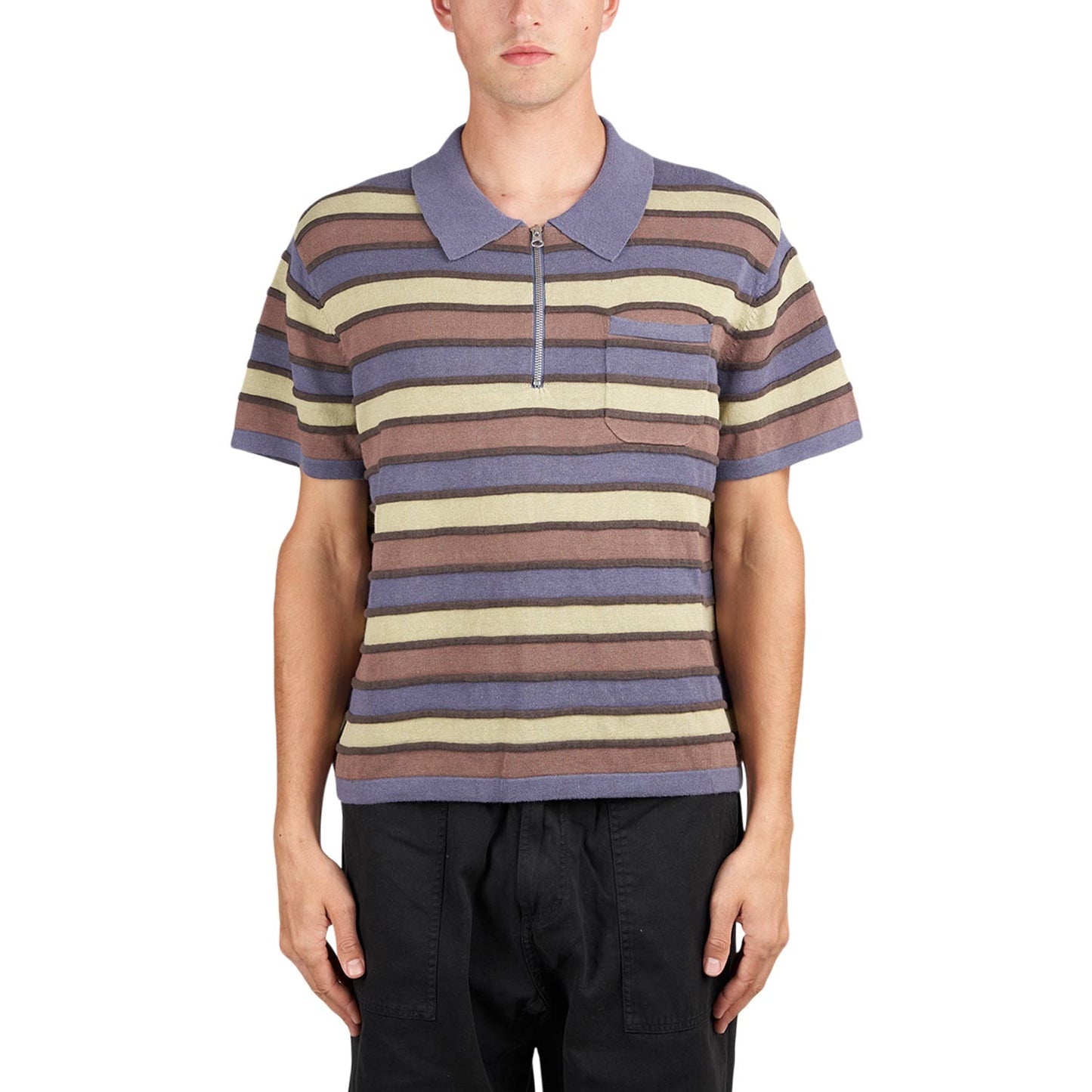 Brain Dead Lifted Stripe Half Zip Shirt (Multi) - Allike Store