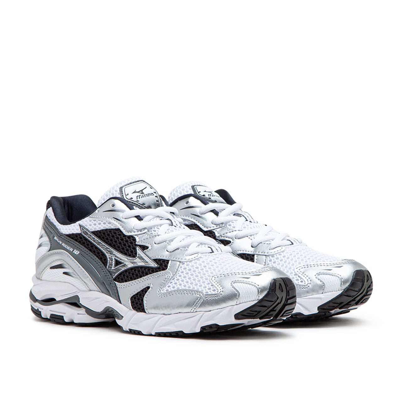 Mizuno Wave Rider 10 (Weiß / Silber / Schwarz)  - Allike Store