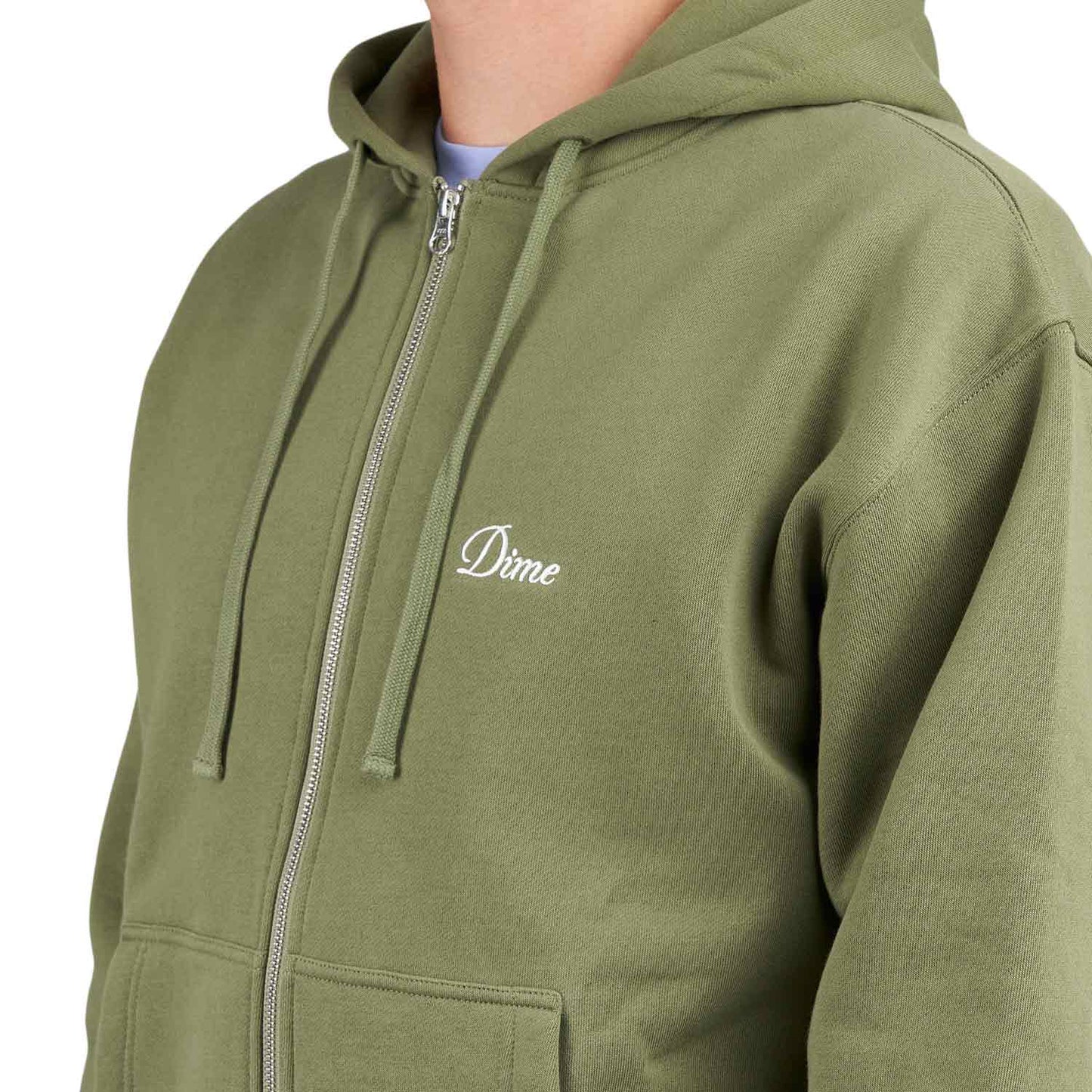 Dime Cursive Zip Hoodie (Grün) - Allike Store
