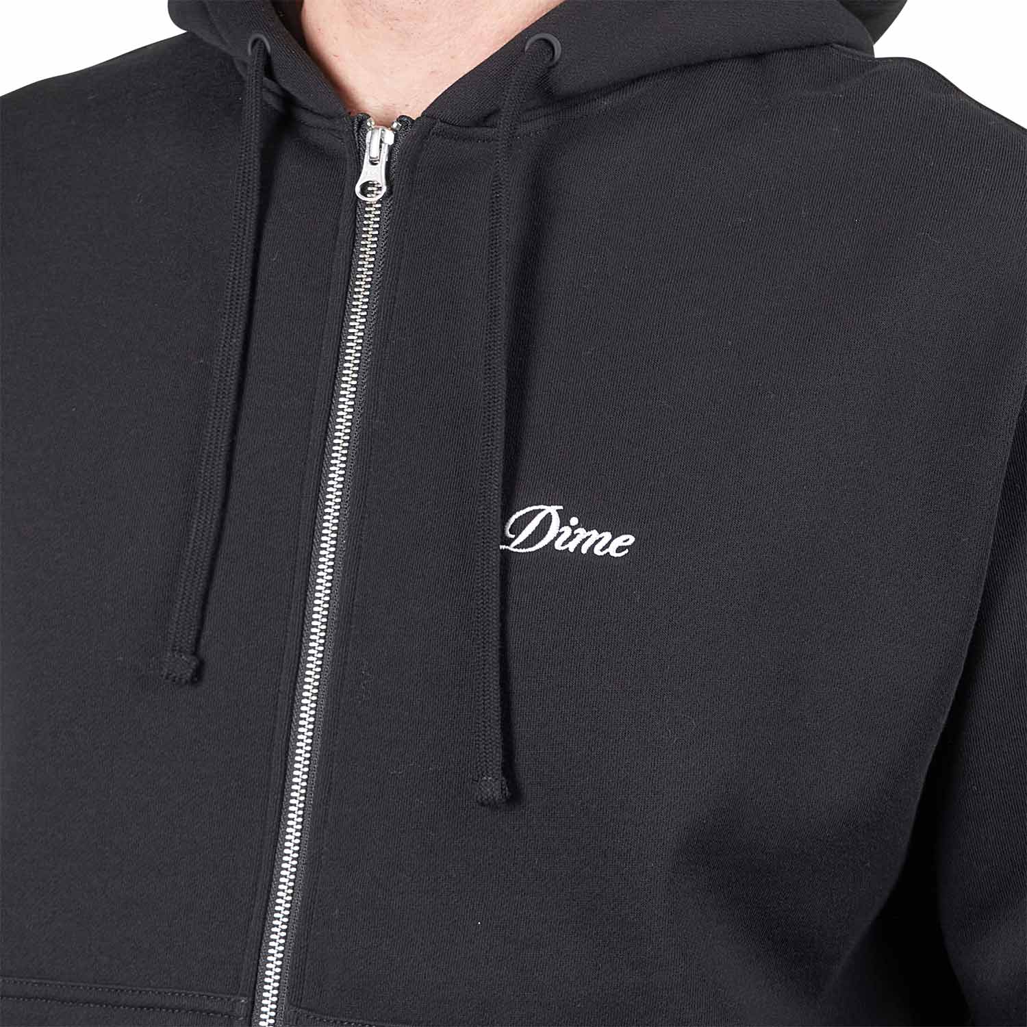 Dime Cursive Small Logo Zip Hoodie (Schwarz)  - Allike Store