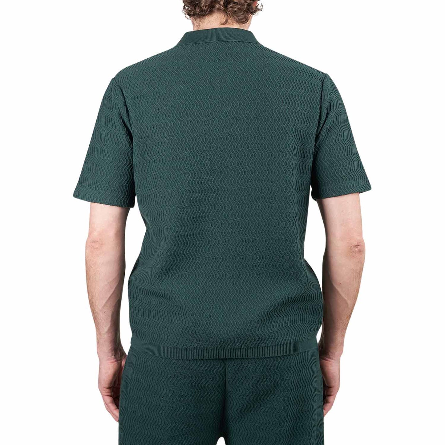 Dime Wave Cable Knit Polo (Dunkelgrün) - Allike Store