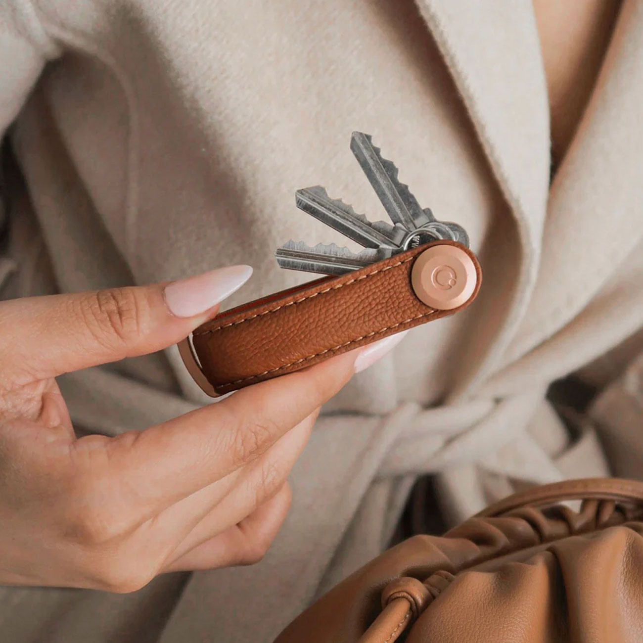 Orbitkey Key Organiser Pebbled-Leather (Braun) - Allike Store