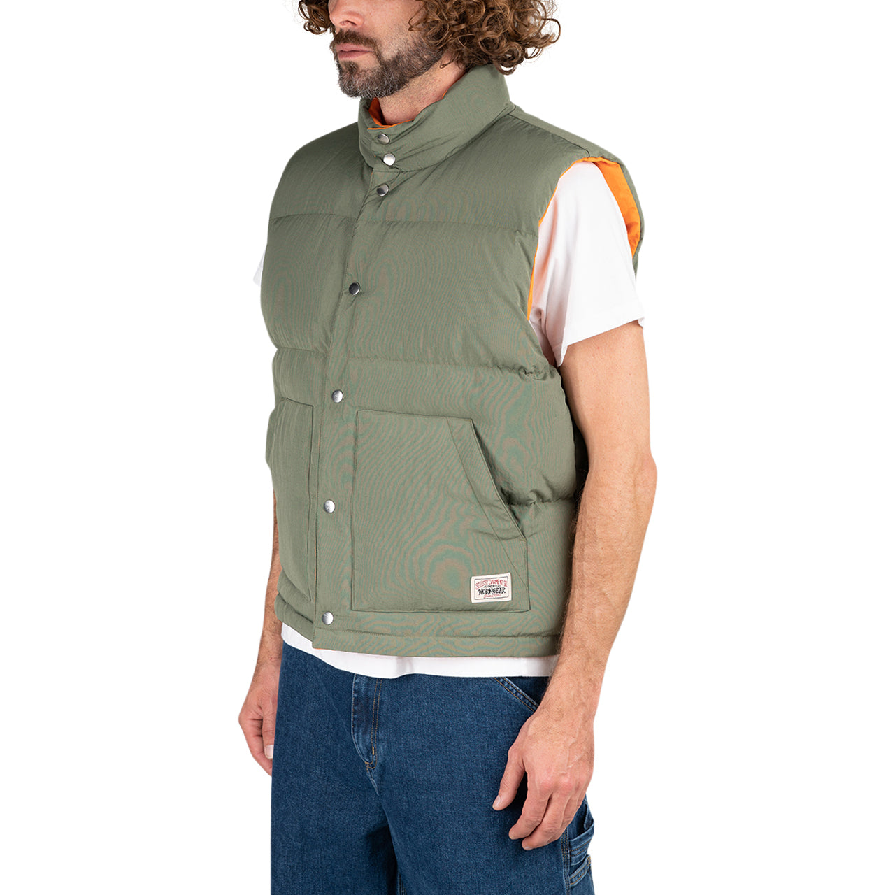 Stüssy Reversible Down Workgear Vest (Oliv / Orange) - Allike Store