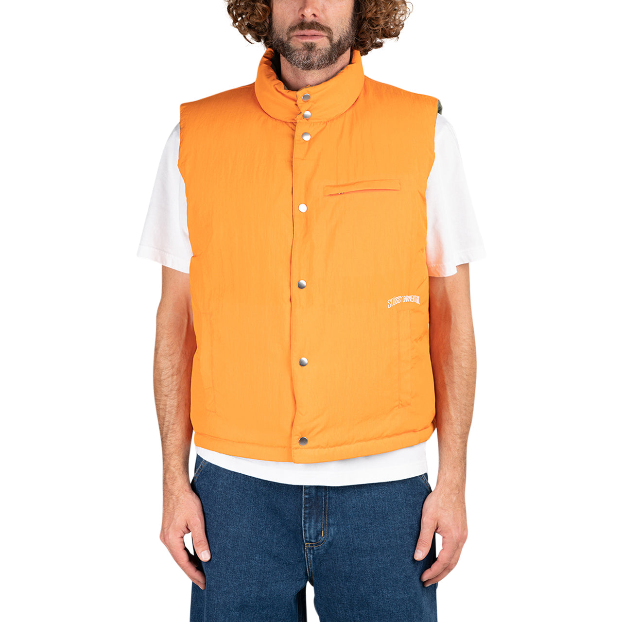 Stüssy Reversible Down Workgear Vest (Oliv / Orange) - Allike Store