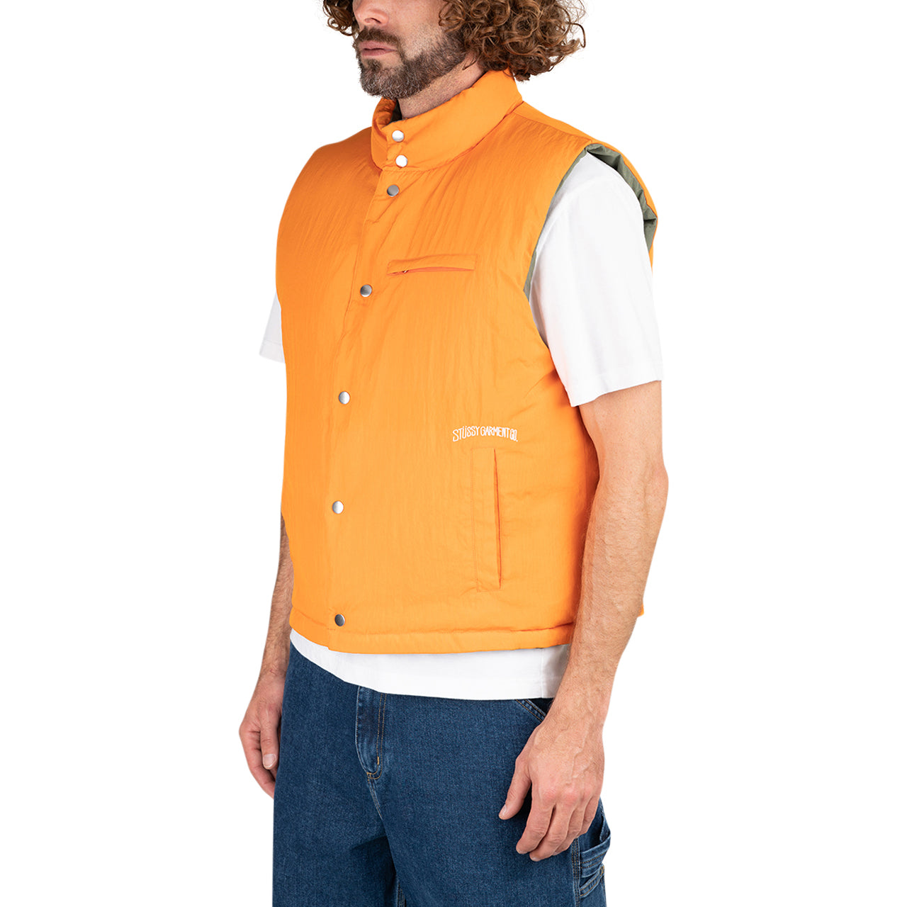 Stüssy Reversible Down Workgear Vest (Oliv / Orange) - Allike Store