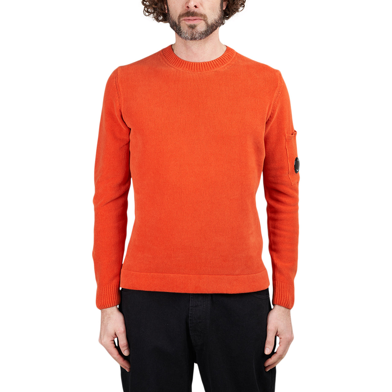 C.P. Company Chenille Cotton Crew Neck Knit (Orange 