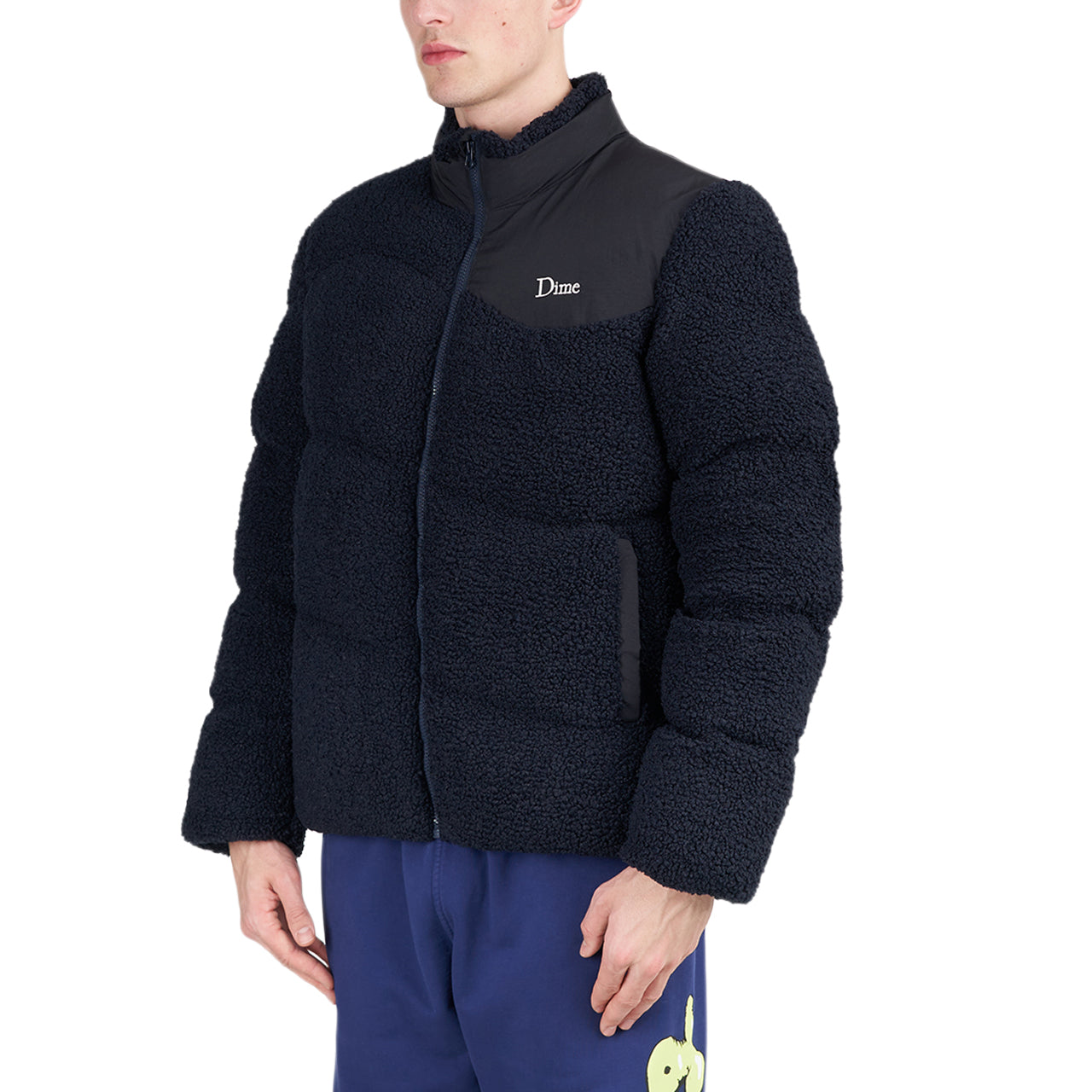 Dime Sherpa Puffer Jacket (Navy) - Allike Store