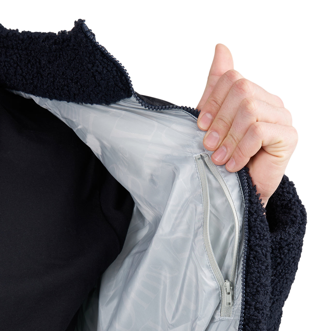 Dime Sherpa Puffer Jacket (Navy) - Allike Store