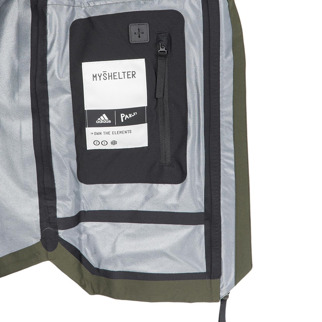 adidas Parley Myshelter Rain Jacket (Olive)  - Allike Store