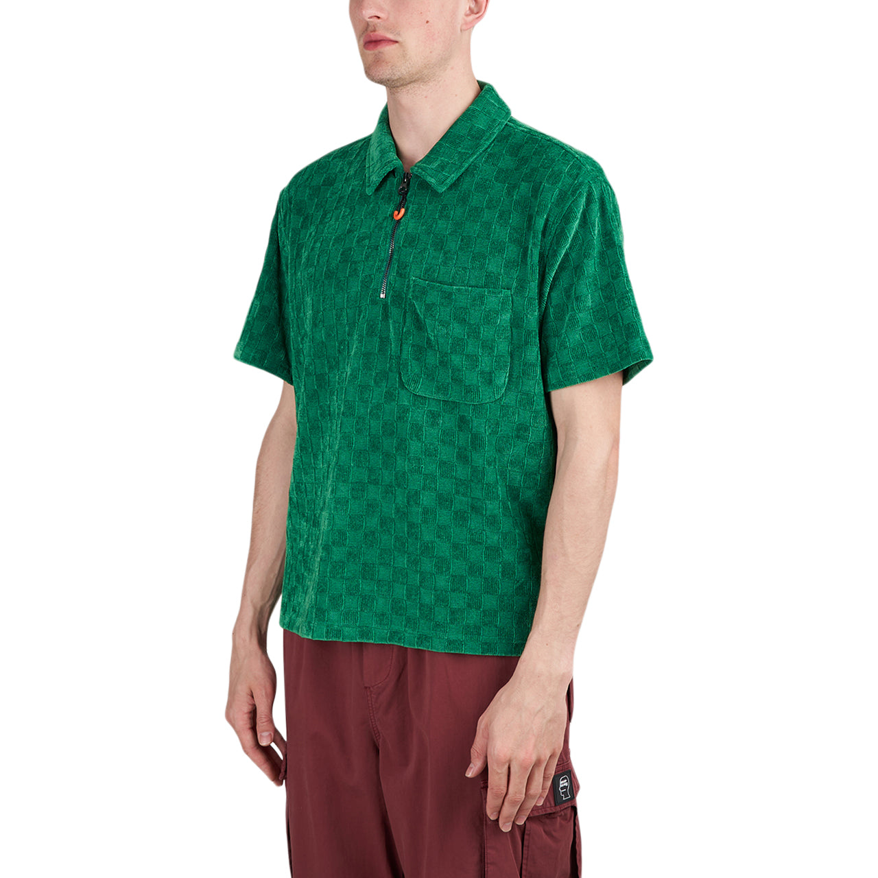 Brain Dead Knit Check Half Zip Shirt (Grün) - Allike Store
