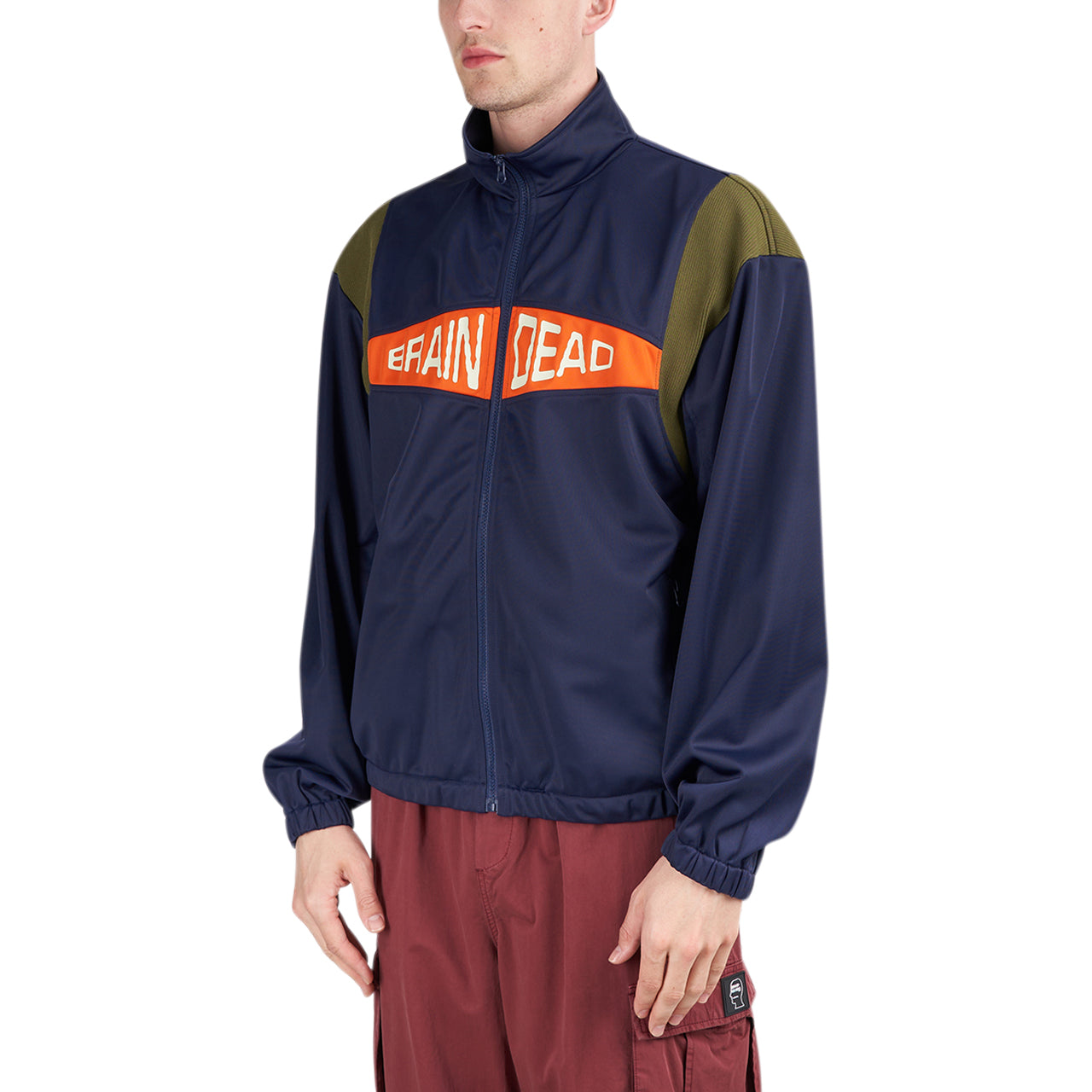 Brain Dead Alonzo Paneled Rib Track Jacket (Navy / Grün) - Allike Store